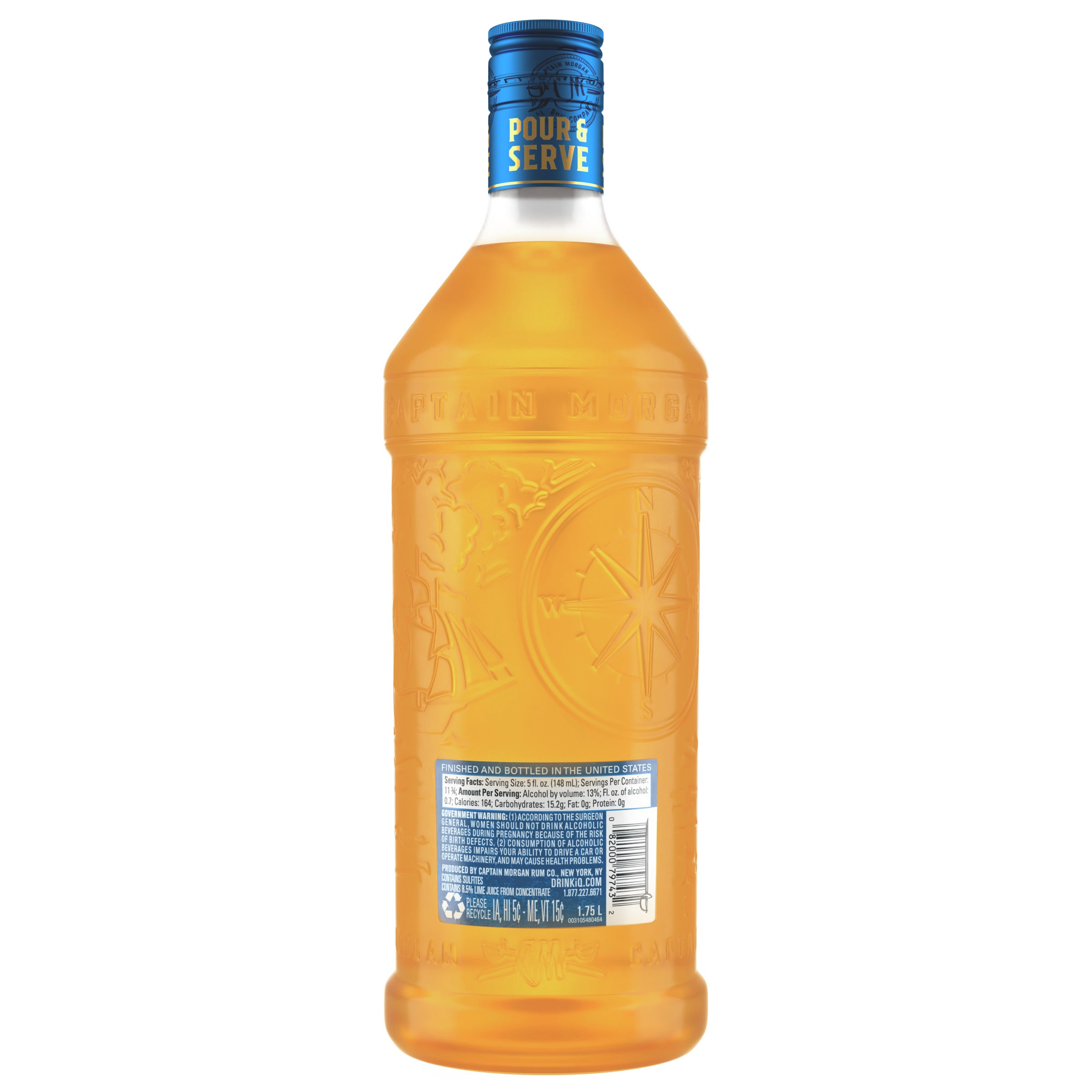 Mix it up with Captain Morgan Mai Tai. Our blend combines rum, juicy orange and lime flavors and a hint of pineapple to create this refreshing-tasting cocktail. Easy to enjoy and ready to drink, our blend can be sipped on its own. Simply pour over ice for unbelievably delicious drinks to enjoy with your crew! Includes one 13% alc./vol. 1.75 L bottle of Captain Morgan Mai Tai. Drink responsibly, Captainâ€™s Orders!, One 1.75 L bottle of Captain Morgan Mai Tai, 13% alc./vol., Ready to drink and easy to enjoy at any time, Brings the spirit of adventure to any party, Blended with rum, juicy orange and lime flavors and a hint of pineapple, Classic, delicious Mai Tai taste
