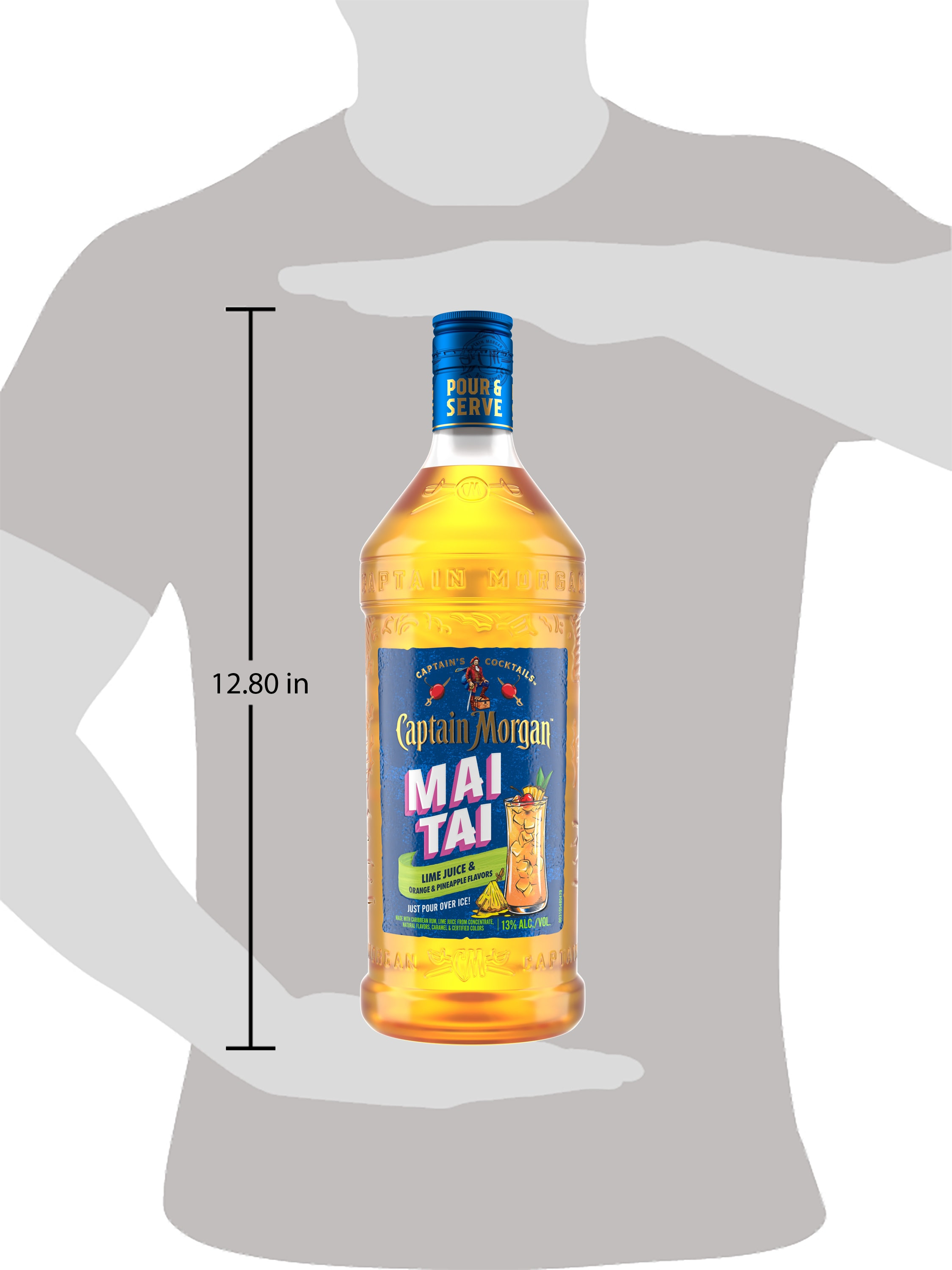 Mix it up with Captain Morgan Mai Tai. Our blend combines rum, juicy orange and lime flavors and a hint of pineapple to create this refreshing-tasting cocktail. Easy to enjoy and ready to drink, our blend can be sipped on its own. Simply pour over ice for unbelievably delicious drinks to enjoy with your crew! Includes one 13% alc./vol. 1.75 L bottle of Captain Morgan Mai Tai. Drink responsibly, Captainâ€™s Orders!, One 1.75 L bottle of Captain Morgan Mai Tai, 13% alc./vol., Ready to drink and easy to enjoy at any time, Brings the spirit of adventure to any party, Blended with rum, juicy orange and lime flavors and a hint of pineapple, Classic, delicious Mai Tai taste