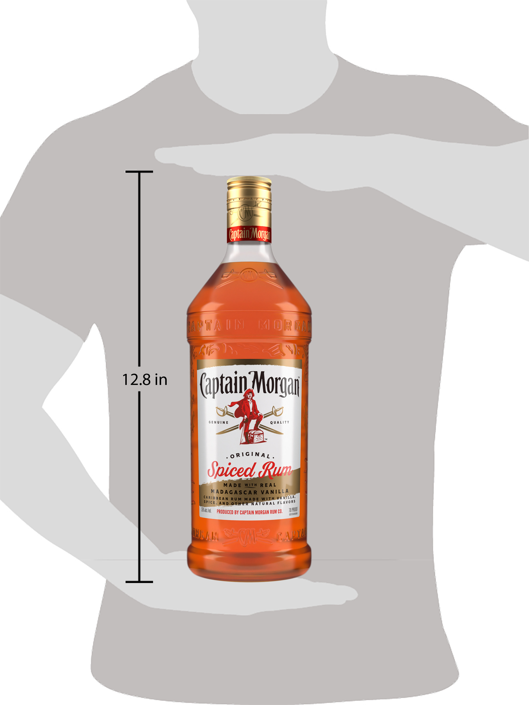 Spice up the flavor with our exquisite Captain Morgan Original Spiced Rum. Itâ€™s an exceptional blend of Caribbean rum, real Madagascar vanilla, natural flavors and spice, with notes of cinnamon, clove, and spice. Our Captain Morgan Original Spiced Rum is gluten-free and perfect for enjoying neat or mixing in your favorite spiced up cocktail. Enjoy on nights out, staying in with friends, game days, or indulgent moments. Perfect for a long island iced tea cocktail. Includes one 70 proof 1.75 L bottle of Captain Morgan Original Spiced Rum. Please drink responsibly., Includes one 1.75 L bottle of Captain Morgan Spiced Rum, 70 proof, Perfect as a gift or for indulgent moments at home or out with friends, Less than 1 gram of sugar* and only 86 calories per serve* (*Per 1.5 oz. serving- Average Analysis: Calories 86, Carbohydrates .5g, Fat 0g, Protein 0g), Made with Caribbean rum, real Madagascar vanilla, natural flavors and spice, with notes of cinnamon, clove, and spice, Secret blend of fine Caribbean rum, distilled on the island of St. Croix