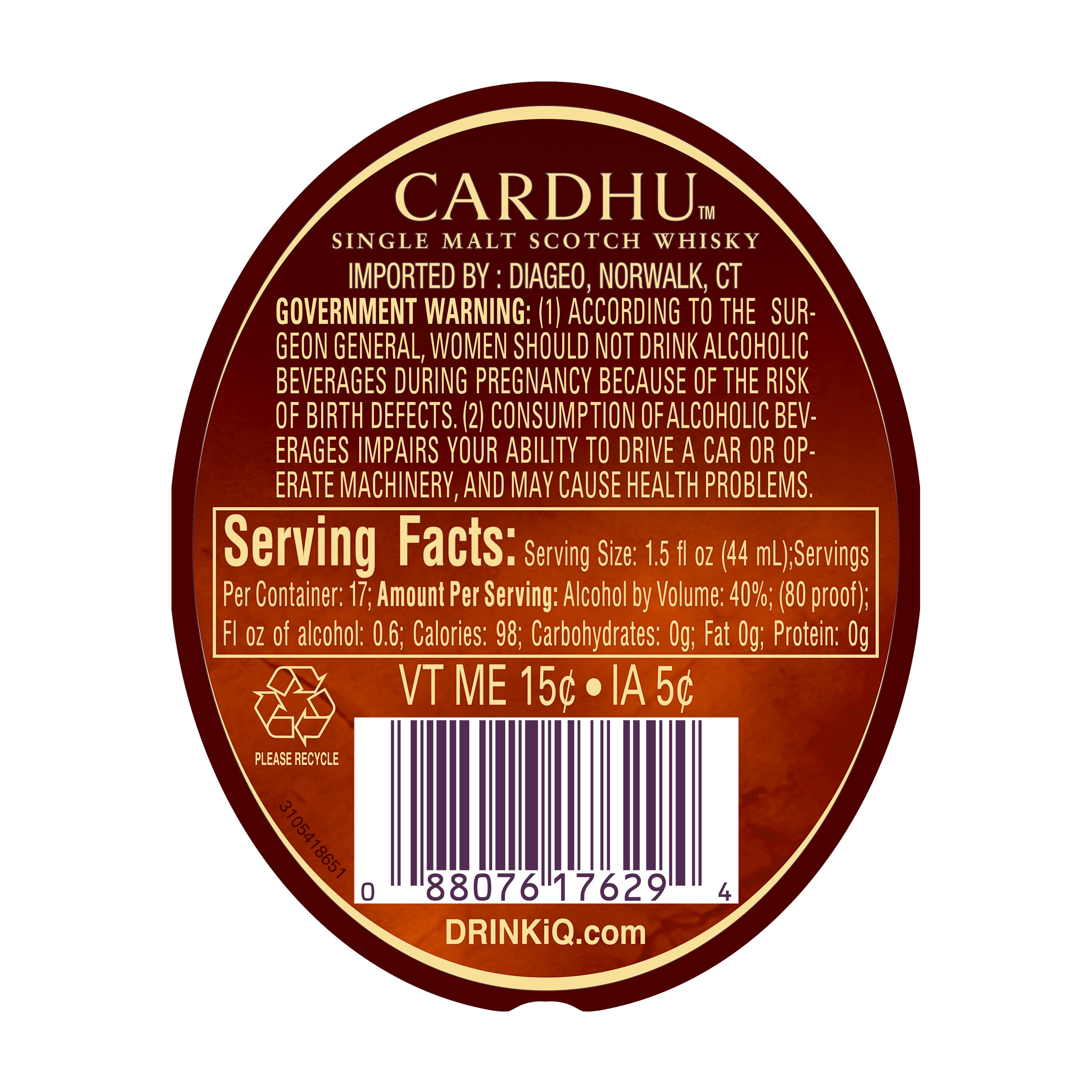 Cardhu 12 Year Old Single Malt Scotch Whisky flows like the conversation of excellent company. With notes of honey-nut and a lingering sweet smoke finish, our flavors lead into an attractive, drying aftertaste. Soft, pleasing and medium bodied, pair our 80 proof single malt whisky with decadent, highland strawberry chocolate truffles to help unwind after a long day. Best enjoyed neat or on the rocks. The sweet flavors of 12 Year Old Cardhu shine best when served neat or over ice. Includes one 80 proof 750 mL bottle of Cardhu 12 Year Old Single Malt Scotch Whisky. Please drink responsibly., One 750 mL bottle of Cardhu 12 Year Old Single Malt Scotch Whisky, 2017 San Francisco World Spirits Competition Gold Medal Winner, 80 Proof, From the lush valley of the River Spey, Notes of honey-nut and a lingering sweet smoke finish, Attractive, drying aftertaste