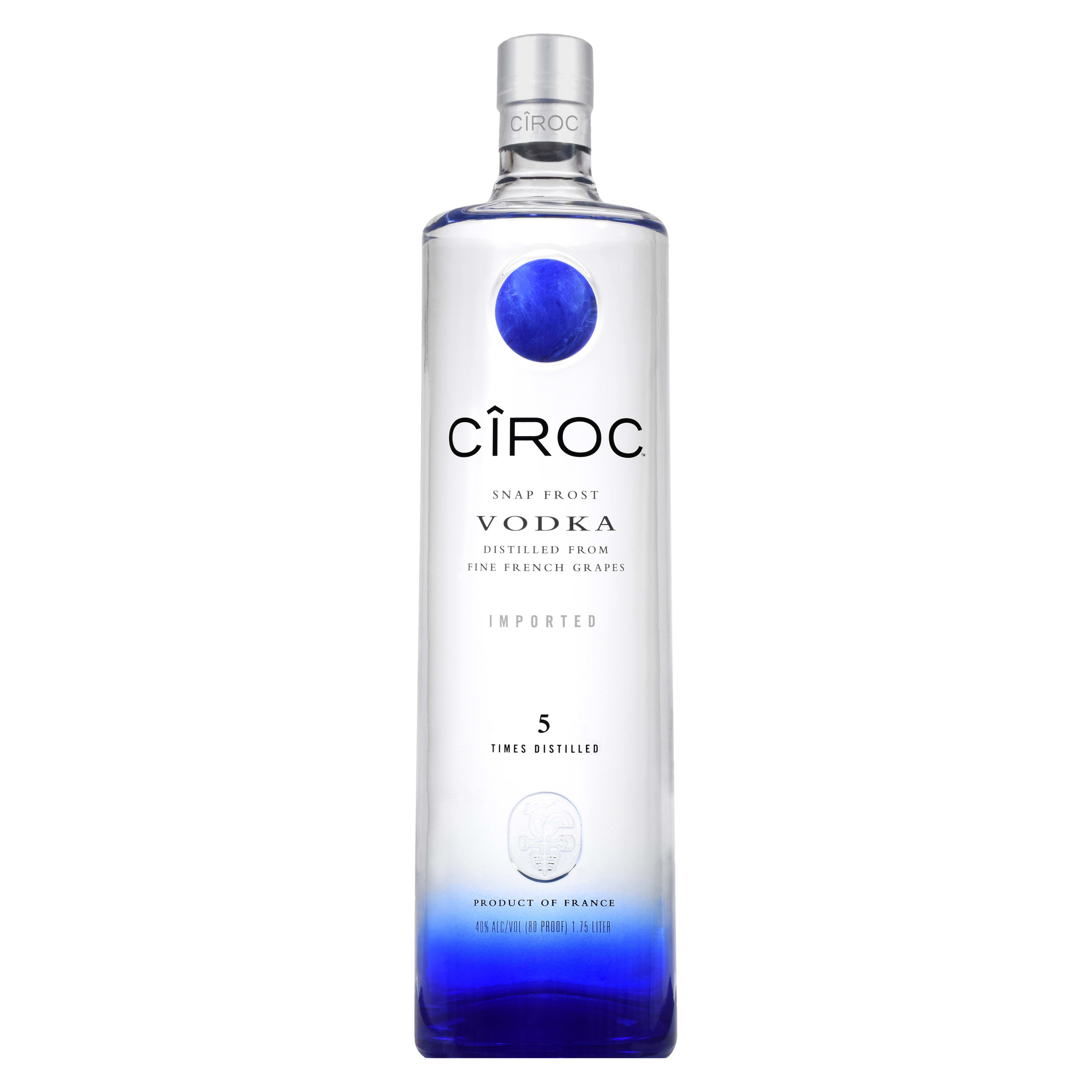 CIROC Ultra-Premium Vodka is a rich tasting vodka distilled five times from fine French grapes and finished in a tailor-made copper pot still in Southern France. Smooth and lightly sweet, our ultra-premium vodka provides a taste experience that is lusciously different and elegantly smooth. Perfect for any vodka soda. Includes one 80 proof 1.75 L bottle of CIROC Ultra-Premium Vodka. Please drink responsibly., One 1.75 L bottle of CIROC Ultra-Premium Vodka, Perfect as a gift or for any celebration, Gluten-free, Masterfully crafted for a luxurious, ultra-premium vodka taste, Made with vodka distilled five times from fine French grapes, Finished in a tailor-made copper pot still in Southern France