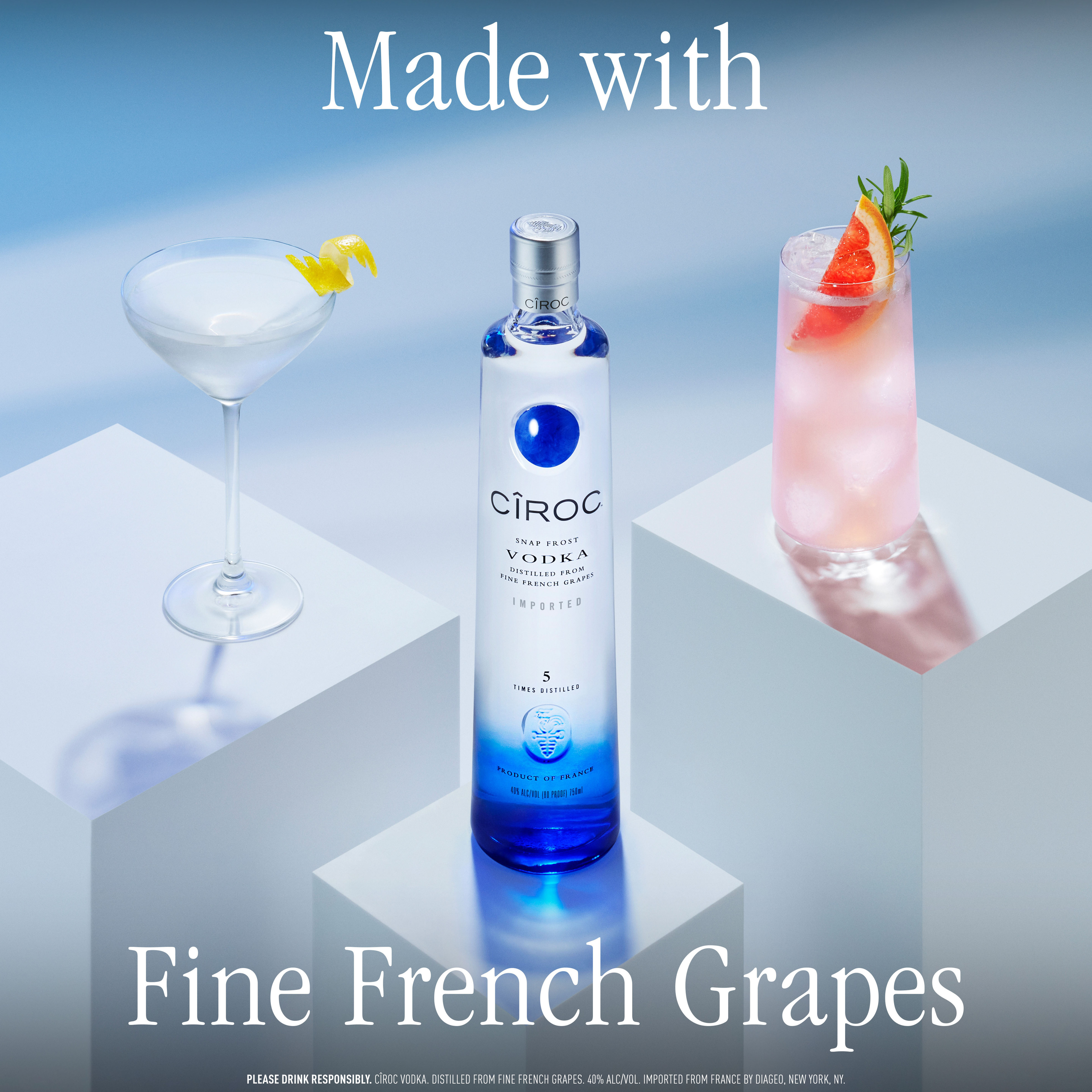 CIROC Ultra-Premium Vodka is a rich tasting vodka distilled five times from fine French grapes and finished in a tailor-made copper pot still in Southern France. Smooth and lightly sweet, our ultra-premium vodka provides a taste experience that is lusciously different and elegantly smooth. Perfect for any vodka soda. Includes one 80 proof 1 L bottle of CIROC Ultra-Premium Vodka. Please drink responsibly., One 1 L bottle of CIROC Ultra-Premium Vodka, Perfect as a gift or for any celebration, Gluten-free, Masterfully crafted for a luxurious, ultra-premium vodka taste, Made with vodka distilled five times from fine French grapes, Finished in a tailor-made copper pot still in Southern France