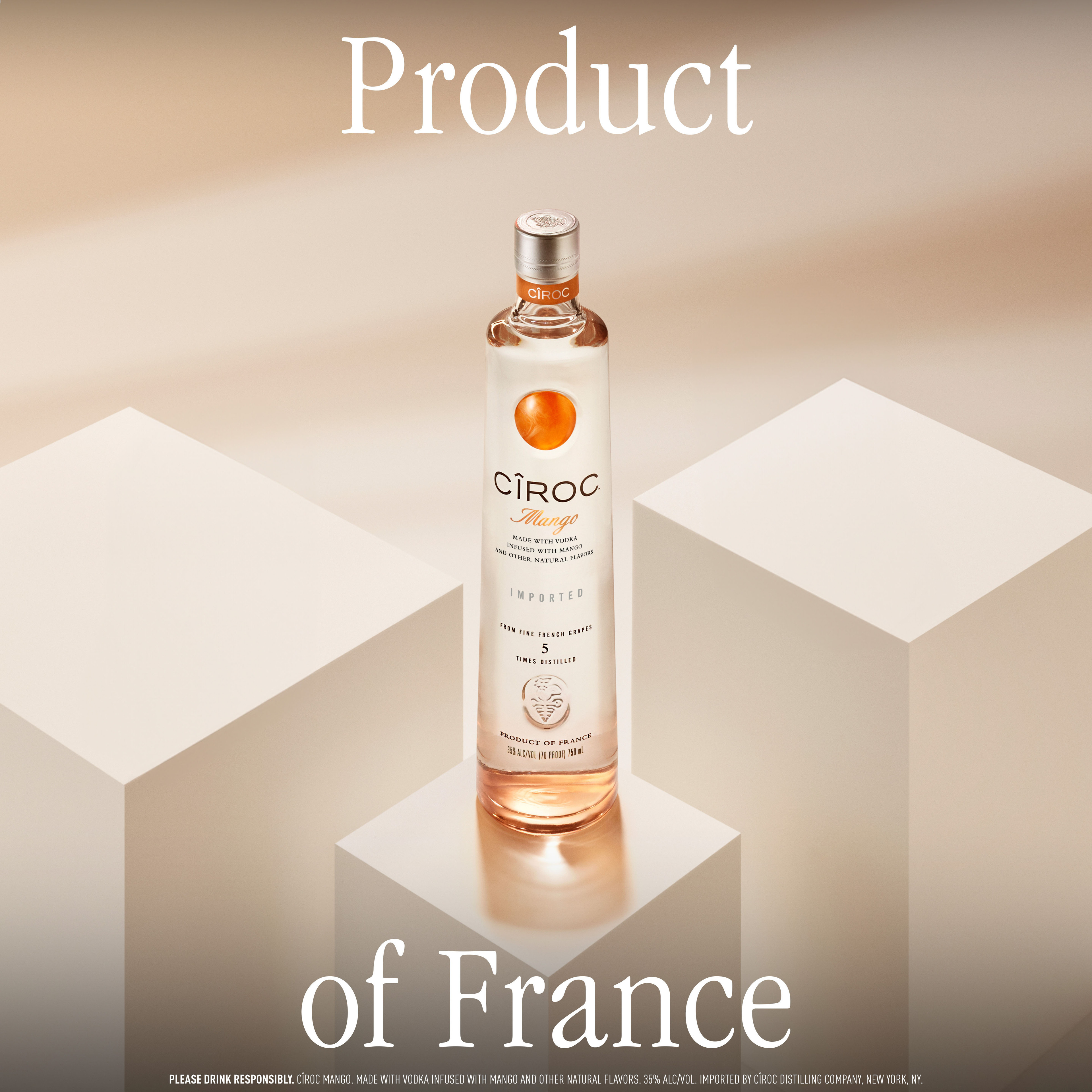 CIROC Mango is a rich tasting, award-winning spirit made with vodka distilled five times from fine French grapes, finished in a tailor-made copper pot still in Southern France. This spirit is masterfully infused with a distinctive blend of mango and other natural flavors, resulting in a taste experience that is lusciously different and elegantly smooth. Perfect for a Mango Cooler cocktail. CIROC was named One of the Worldâ€™s Best-Selling Vodkas at the 2020 Drinks International awards. Includes one 70 proof 1 L bottle of CIROC Mango. Please drink responsibly., One 1 L bottle of CIROC Mango, Perfect as a gift or for any celebration, Gluten-free, Masterfully infused with mango and other natural flavors, Made with vodka distilled five times from fine French grapes, Finished in a tailor-made copper pot still in Southern France