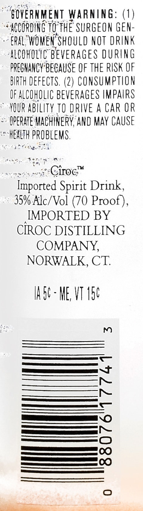CIROC Peach is a rich tasting spirit made with vodka distilled five times from fine French grapes, finished in a tailor-made copper pot still in Southern France. This spirit is masterfully infused with a distinctive blend of peach and other natural flavors, resulting in a taste experience that is lusciously different and elegantly smooth. Perfect for a Peach Bellini cocktail. CIROC was named One of the Worldâ€™s Best-Selling Vodkas at the 2020 Drinks International awards. Includes one 70 proof 1 L bottle of CIROC Peach. Please drink responsibly., One 1 L bottle of CIROC Peach, Perfect as a gift or for any celebration, Gluten-free, Masterfully infused with peach and other natural flavors, Made with vodka distilled five times from fine French grapes, Finished in a tailor-made copper pot still in Southern France