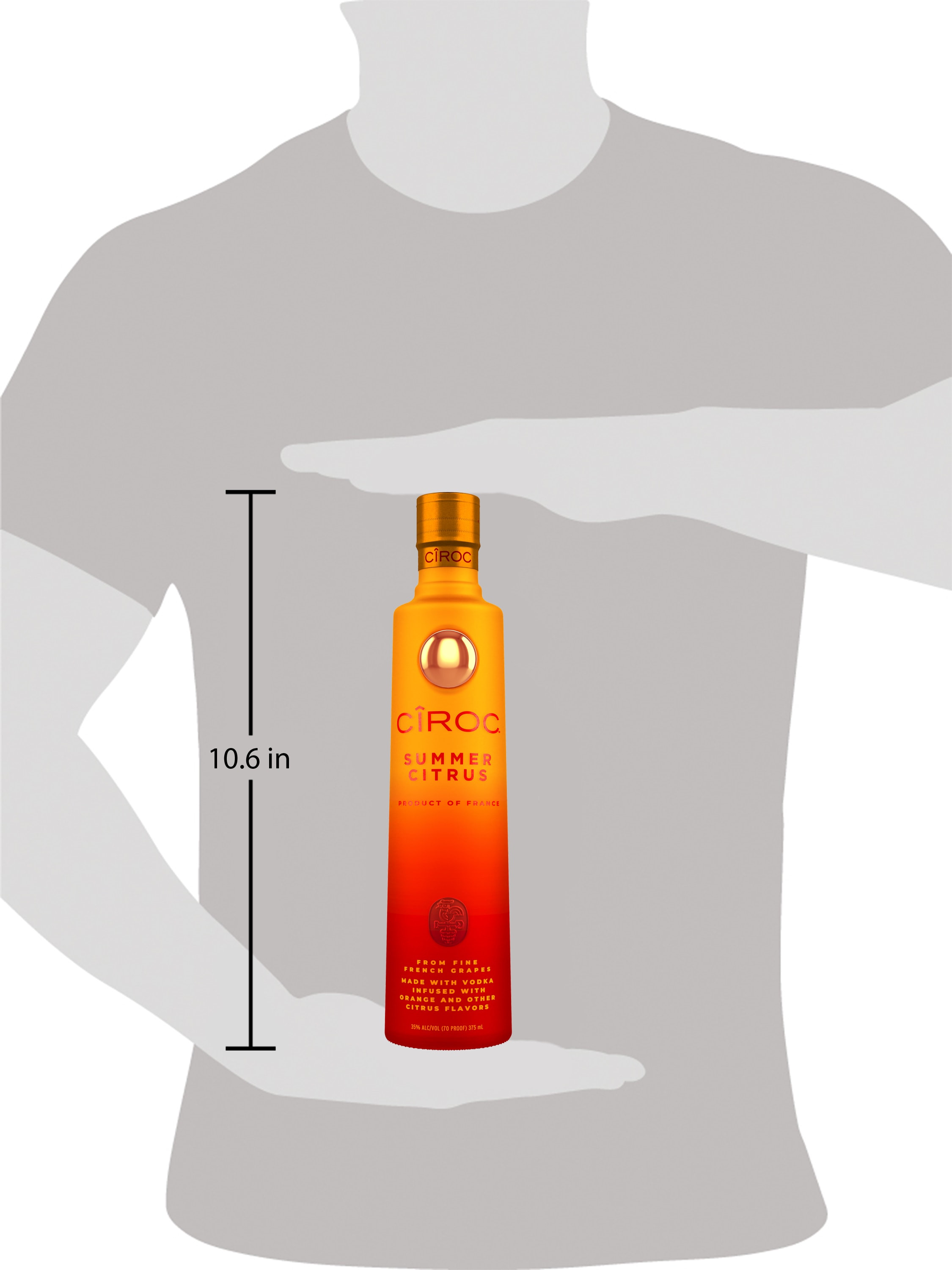 Drink in the bright tastes of summertime with CIROC Summer Citrus. Our rich-tasting spirit is made with vodka distilled five times from fine French grapes, and is finished in a tailor-made copper pot still in Southern France. Featuring a distinctive citrus taste imparted by the grapes, CIROC Summer Citrus is masterfully infused with a blend of orange and other tangy, citrus flavors. The sun-kissed nose of bright, juicy orange and hints of lime zest culminate in a silky-smooth, full-bodied finish. Bursting with vibrant flavor, our Summer Citrus is perfect for relaxing at home or by the pool. Perfect for any vodka soda. Includes one 70 proof 375 mL bottle of CIROC Summer Citrus. Please drink responsibly., One 375 mL bottle of CIROC Summer Citrus, 2021 San Francisco World Spirits Competition Gold Medal Winner, Finished in a tailor-made copper pot still in Southern France, A vibrant summertime spirit, Masterfully infused with orange and other citrus flavors, Made with vodka distilled five times from fine French grapes