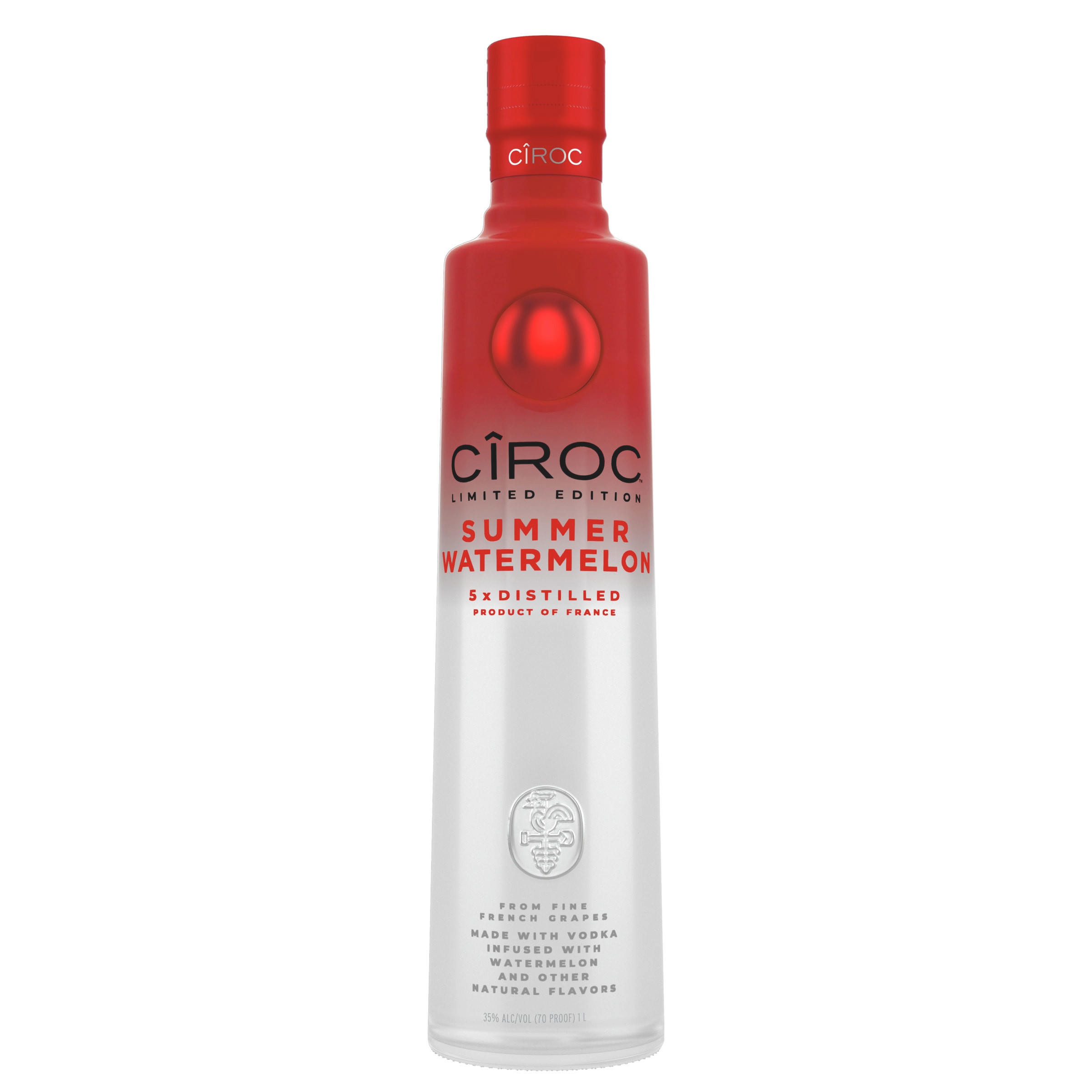 Whether you're at home, a bar or relaxing by the water, bring a touch of fun to summer celebrations with the ultra premium, juicy taste of CIROC Limited Edition Summer Watermelon. Our rich tasting spirit is made with vodka distilled five times from fine French grapes and finished in a tailor-made copper pot still in Southern France. This vodka is masterfully infused with a distinctive blend of watermelon and other natural flavors, resulting in a taste experience that is lusciously different and elegantly smooth. Bursting with vibrant flavor, our Summer Watermelon blend is born from summer and bred for sunshine. Perfect for a CIROC Summer Watermelon cocktail. CIROC was named One of the Worldâ€™s Best-Selling Vodkas at the 2020 Drinks International awards. Includes one 70 proof 1 L bottle of CIROC Limited Edition Summer Watermelon. Please drink responsibly., One 1 L bottle of CIROC Limited Edition Summer Watermelon, Perfect as a gift or for any celebration, Finished in a tailor-made copper pot still in Southern France, Perfect for summer celebrations at home, a bar or while relaxing poolside, Masterfully infused with a distinctive blend of watermelon and other natural flavors, Made with vodka distilled five times from fine French grapes