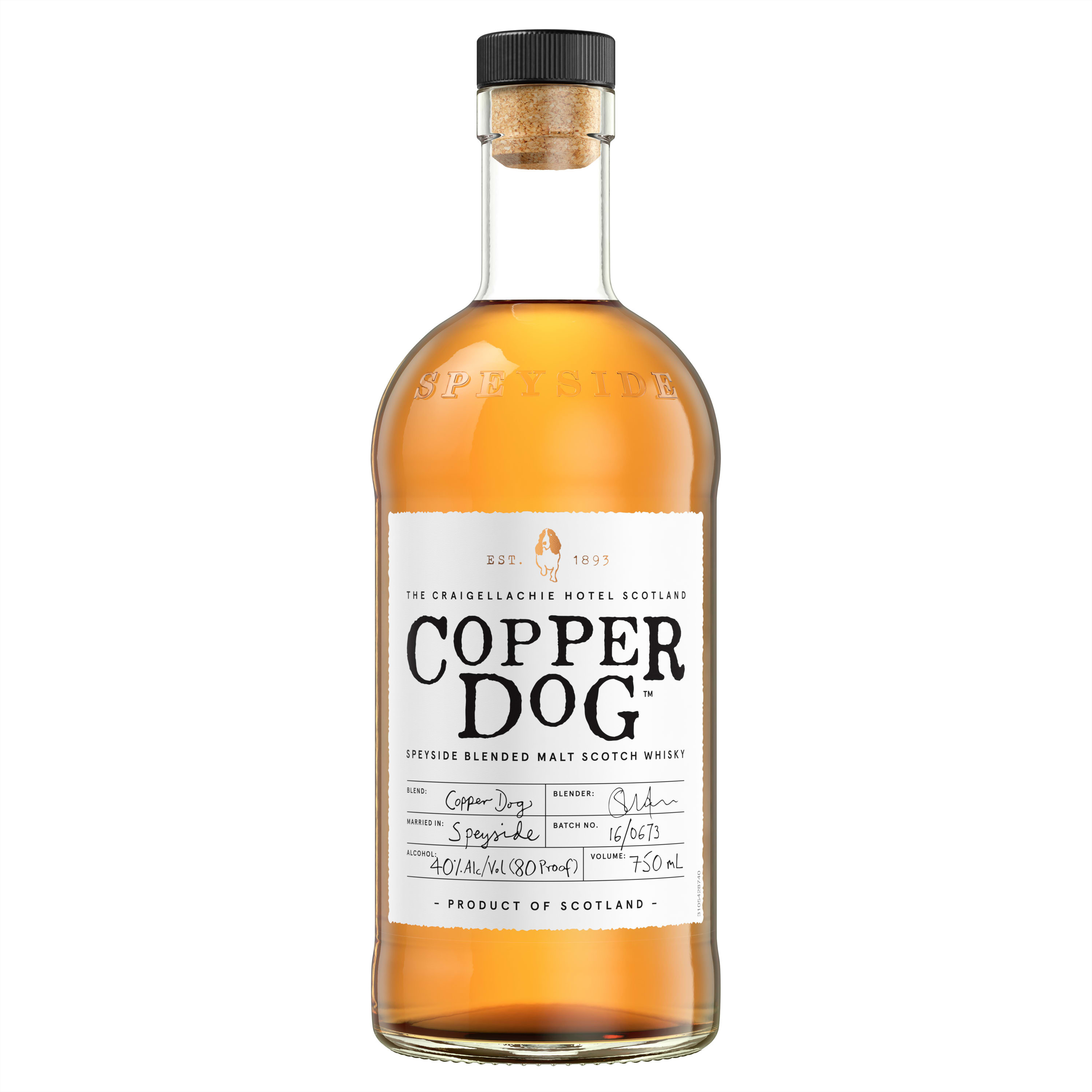 Kick back with an easy-drinking glass of Copper Dog Speyside Blended Malt Scotch Whisky. Crafted with no fewer than eight fine Speyside single malts slowly married together in old oak casks, our Scotch whisky has a nose of ripe orchard fruit, berries and a hint of citrus, layered above a background of sweet wood and vanilla fudge. Its rich and creamy mouthfeel features notes of toffee apple, caramelized sugars, soft fruits and a gentle wood presence. Subtle, distant spices help carry the fruit and vanilla characters into a long, creamy finish. Best enjoyed in a morning dog walk cocktail. Top with tonic water and enjoy! Includes one 80 proof 750 mL bottle of Copper Dog Speyside Blended Malt Scotch Whisky. Please drink responsibly., One 750 mL bottle of Copper Dog Speyside Blended Malt Scotch Whisky, Awarded a Gold medal in 2022 and 2021 and a Double Gold medal at the 2020 San Francisco World Spirits Competition, Notes of toffee apple, caramelized sugars, soft fruits and gentle wood, Aroma of ripe orchard fruit, berries and a hint of citrus, A blend of no fewer than eight fine Speyside single malts slowly married together in old oak casks, Rich and creamy mouthfeel with a long, delicately spicy finish