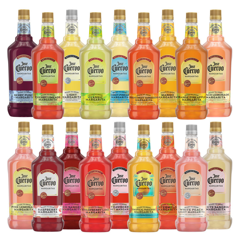 Cuervo ready-to-serve margaritas come in many classic, fruity and fun flavors made exclusively with Jose Cuervo® tequila. Jose Cuervo® Authentic Margaritas offer the convenience of a one-step margarita with plenty of ways to enjoy it:
• Pour over Ice
• Blend
• Make it a spritz/add sparkling water
• Garnish with a lemon slice or pink dragon fruit
• Sugar rim recommended!