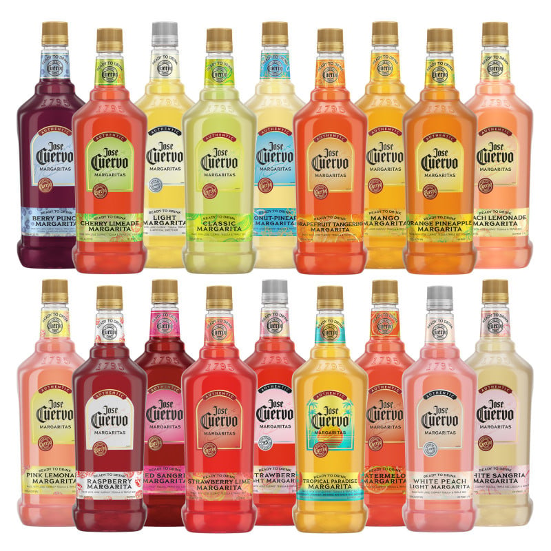 Cuervo ready-to-serve margaritas come in many classic, fruity and fun flavors made exclusively with Jose Cuervo® tequila. Jose Cuervo® Authentic Margaritas offer the convenience of a one-step margarita with plenty of ways to enjoy it:
• Pour over Ice
• Blend
• Make it a spritz/add sparkling water
• Garnish with a lemon slice or pink dragon fruit
• Sugar rim recommended!