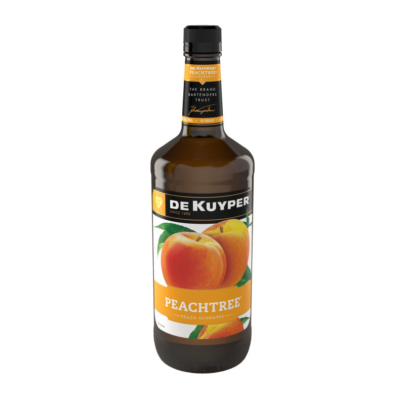 DeKuyper Peachtree Schnapps Liqueur brings rich and juicy peach flavor to your favorite drinks. Add a splash of bold flavor to your cocktails with this fruity liqueur. Bursting with the taste of tree-ripe peaches, this schnapps is carefully created with flavors from fresh fruit sourced from around the world. The foundation of classic favorites like the Fuzzy Navel, Peachtree Schnapps puts the flavor of summer in your cocktails. Since 1695, DeKuyper has been the brand bartenders trust to add color, flavor, and fun to any cocktail.