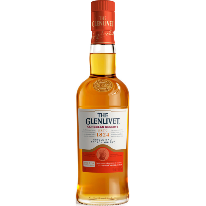GLENLIVET CARIBBEAN RESERVE IS SELECTIVELY FINISHED IN BARRELS THAT PREVIOUSLY HELD CARIBBEAN RUM