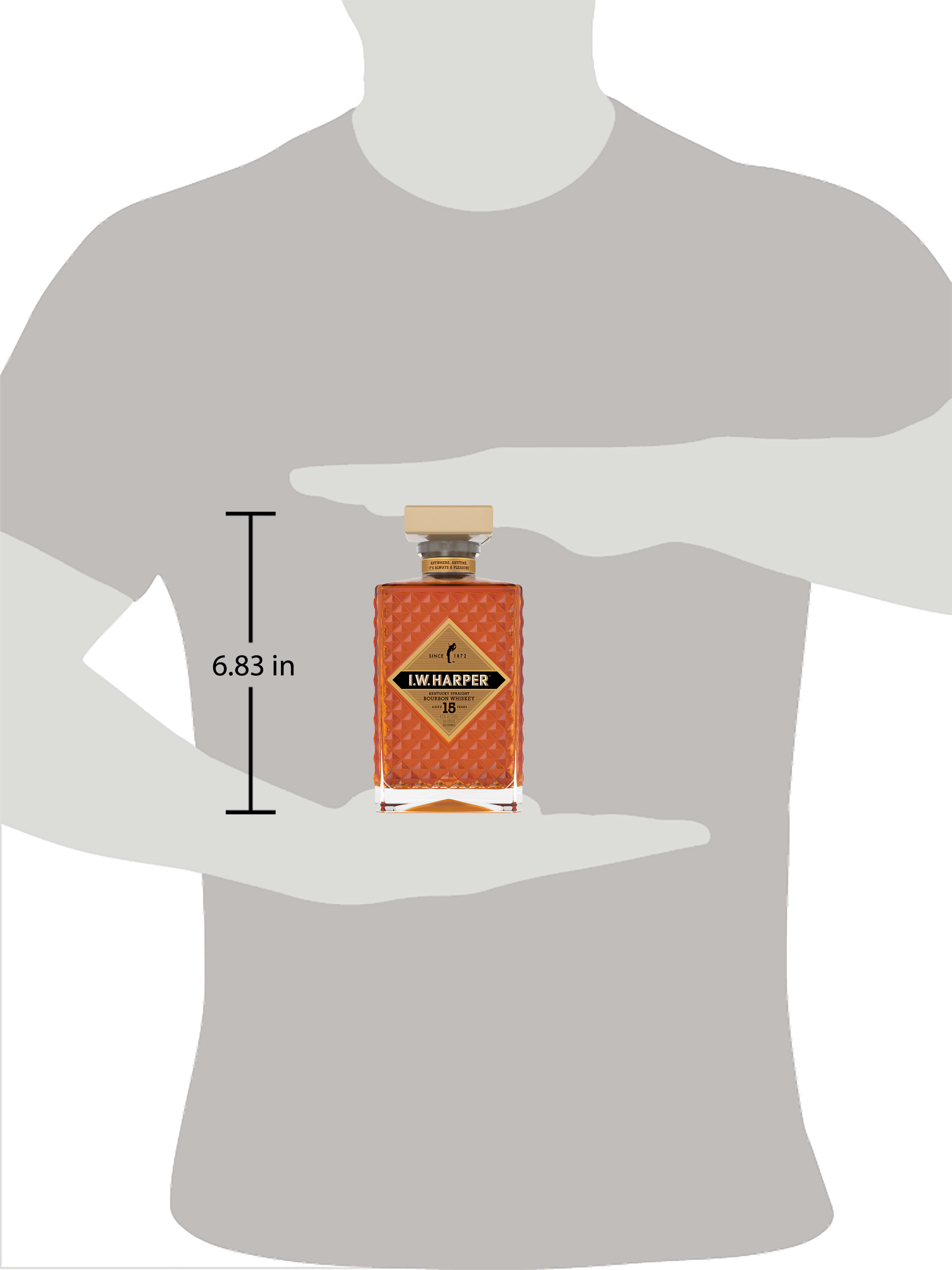 Offering a richness of taste and history only the I.W. Harper brand can provide, I.W. Harper 15 Year Old Kentucky Straight Bourbon Whiskey is a refined bourbon, perfect for lifeâ€™s special moments. On the nose is a lush, fruity aroma. The palate is sweeter up front with grain and corn immediately apparent, then moves into notes of oak, dried fruit, caramel, spice, and vanilla. The finish of this aged whiskey leaves a long and lasting warm oak mouthfeel perfect for sipping over conversation with adult friends and family. A premium-quality bourbon, it is best served neat or on the rocks. I.W. Harper 15 Year Old Kentucky Straight Bourbon Whiskey won awards two years in a row, including a Double Gold medal in 2022 and Gold in 2021 at the San Francisco World Spirits Competition. Includes one 86 proof 750 mL bottle of I.W. Harper 15 Year Old Kentucky Straight Bourbon Whiskey. Please enjoy responsibly., One 750 mL bottle of I.W. Harper 15 Year Old Kentucky Straight Bourbon Whiskey, Awarded a medal two years in a row, including a Double Gold medal in 2022 and Gold in 2021 at the San Francisco World Spirits Competition, A premium-quality bourbon, Long and lasting finish with a warm oak mouthfeel, Over 150 years of whiskey tradition, Notes of oak, dried fruit, caramel, spice, and vanilla