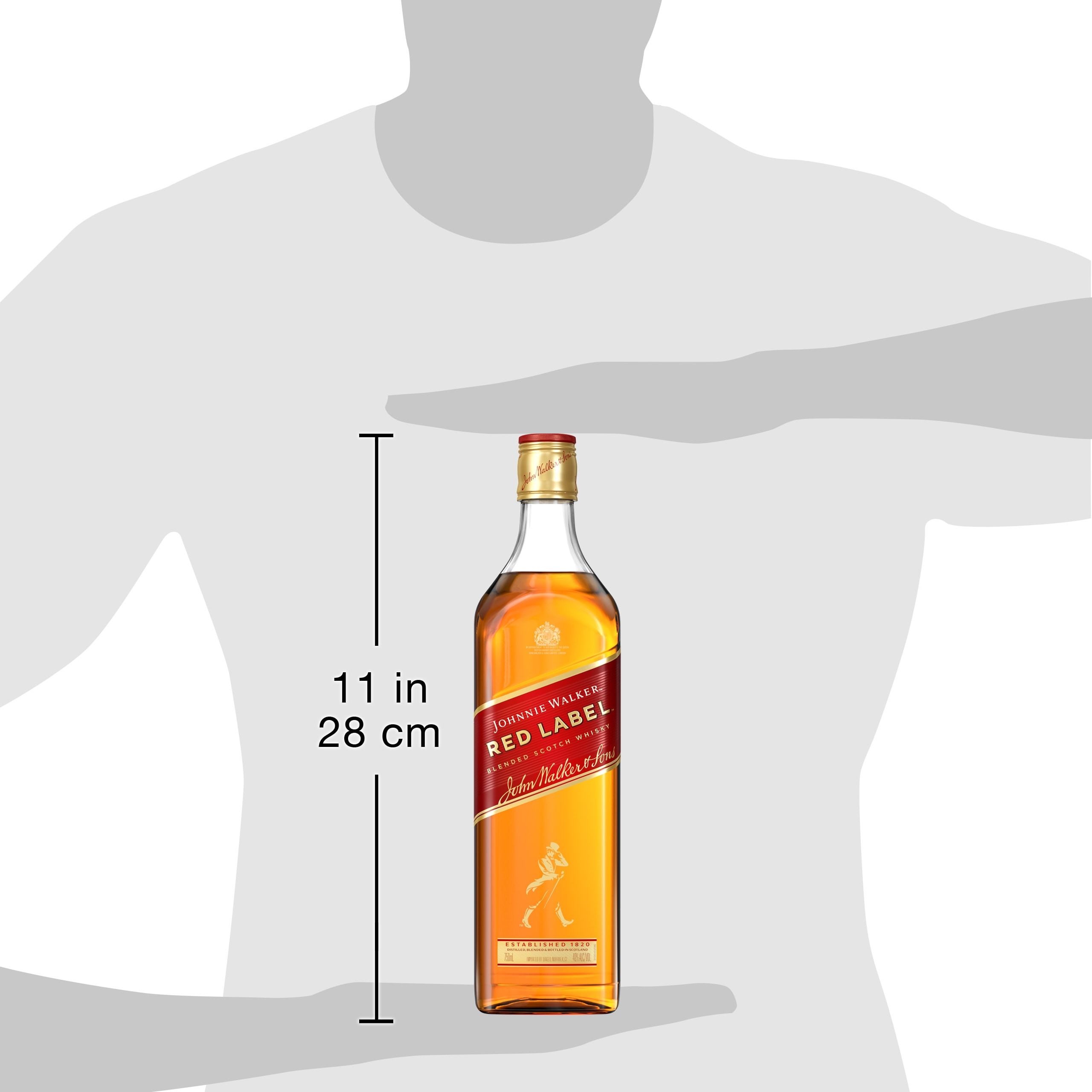 Unveil the bold and vibrant character of Johnnie Walker Red Label Blended Scotch Whisky, one of the world's best-selling Scotch Whiskies. Crafted with up to 35 whiskies, including icons like Cardhu, Caol Ila, Cameronbridge, and Teaninich, it delivers a symphony of flavors. Fresh apple and citrus dance with warming cinnamon and a touch of peppery spice, culminating in a smooth, smoky finish. This award-winning whisky is the perfect choice for those who enjoy whisky cocktails and long mixed drinks. For a Highball, simply fill a tall glass with ice, add your favorite mixer like ginger ale, and experience the smooth, refreshing taste. An ideal gift for any whisky lover and someone who appreciates delicious long mixed drinks. Includes one 80 proof 750 mL bottle of Red Label Blended Scotch Whisky. Please drink responsibly., One 750 mL bottle of Johnnie Walker Red Label Blended Scotch Whisky, 2022 San Francisco World Spirits Competition Double Gold Medal Winner, 80 Proof, The perfect Blended Scotch Whisky for celebrations, unwinding at home, or a casual get-together with friends, Perfect for mixing a delicious Highball. Simply fill a tall glass with ice, add 1.5oz Johnnie Walker Red Label, top with 5oz Ginger Ale or your favorite mixer, and garnish with lemon., One of the best-selling Scotch whiskies worldwide and a perfect whisky gift for those who appreciate quality and enjoy delicious whisky cocktails, Vibrant fresh apple and citrus, warm cinnamon and peppery spice, with a touch of smoke for a truly iconic taste experience
