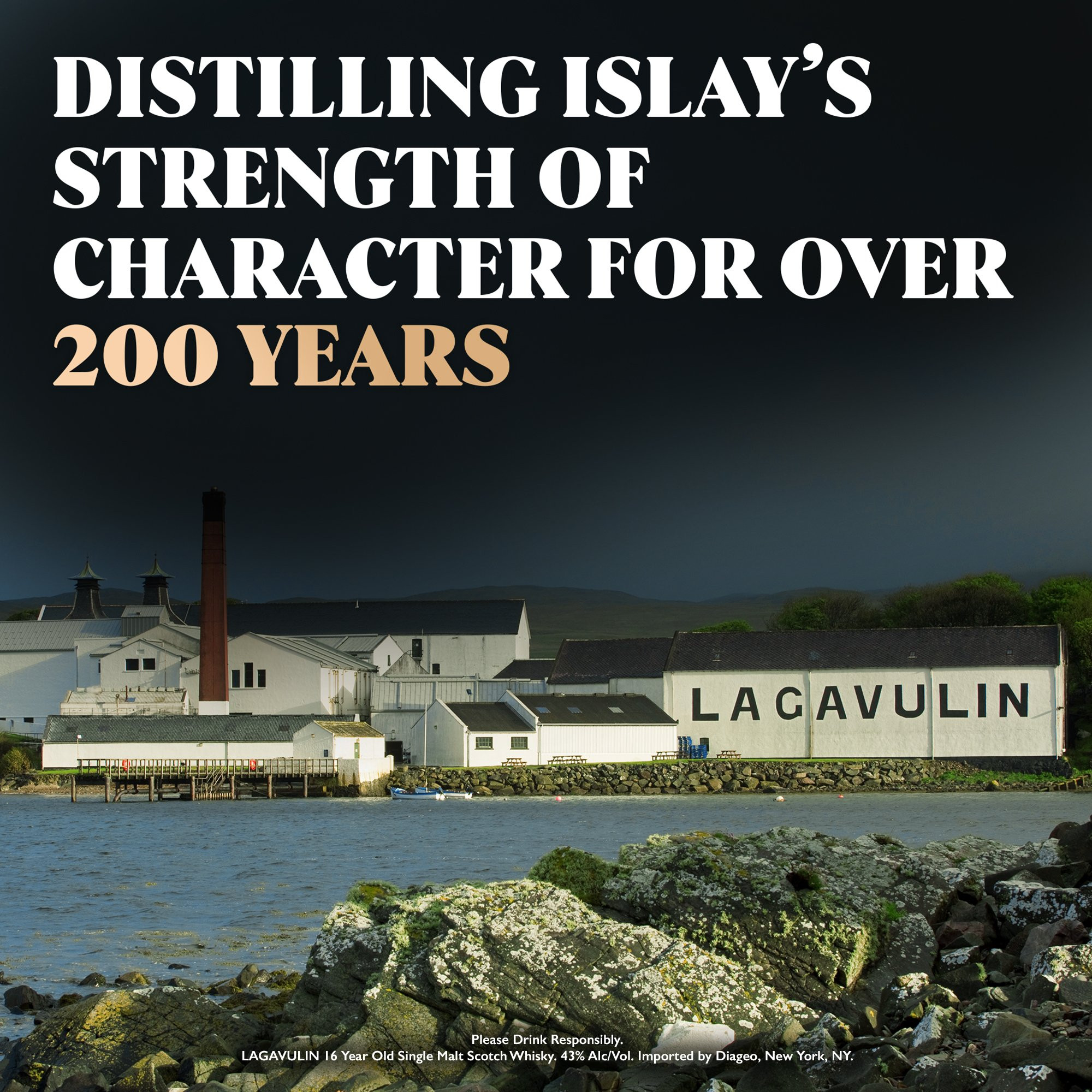 Discover the distinct flavors of the islands of Scotland with a swill of Lagavulin 16 Year Old Islay Single Malt Scotch Whisky. Our 86 proof whisky has the intense, full-bodied flavor reminiscent of a driftwood fire at dusk. The taste of dry peat smoke with strong maritime notes results in a complex dram that is complemented by a long, elegant finish. Distilled in Lagavulin, Scotland on the coast of Islay, centuries of local distilling excellence are what make our malts so unique. Our aging process in oak casks gives our whisky the extraordinary and classic smoky flavor that demands to be served in a traditional whisky glass, neat or with a little water. Includes one 86 proof 750 mL bottle of Lagavulin 16 Year Old Islay Single Malt Scotch Whisky. Please drink responsibly., One 750 mL bottle of Lagavulin 16 Year Old Islay Single Malt Scotch Whisky, Awarded a Double Gold Medal in 2023 and a Platinum Medal in 2024 at the San Francisco World Spirits Competition, Perfect as a gift or for celebrating anniversaries, birthdays, graduations or any special occasion, Distilled in Lagavulin, Scotland on the coast of Islay with expert craftsmanship and patience, Aged for at least sixteen years in oak casks for extraordinary flavor, Intense, full-bodied flavor of dry peat smoke with maritime notes