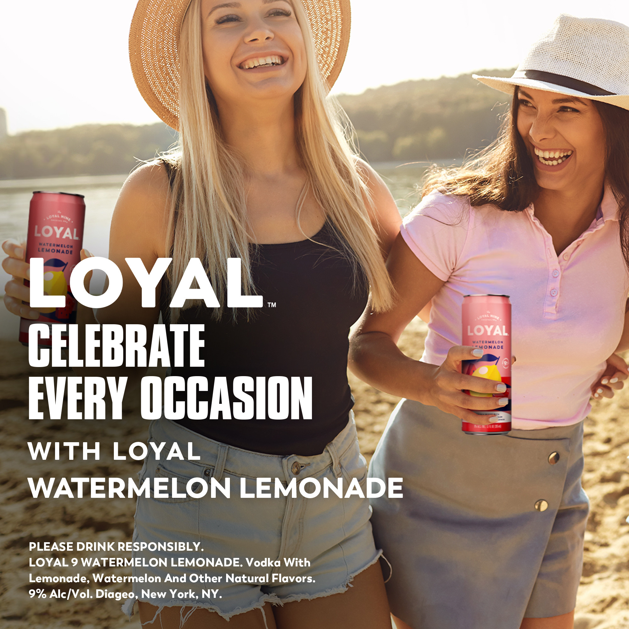 An easy to drink cocktail right at your fingertips, Loyal 9 Watermelon Lemonade Vodka Cocktail will bring new flavors to your day. With a sophisticated and refreshing taste, this stand out drink will become a crowd favorite. Rebelling against fake ingredients, this cocktail is unlike the rest made with real lemons and vodka at a 9% ABV. This cocktail is best enjoyed best enjoyed chilled or in a glass over ice. Real vodka. Real fruit. Real flavor. Includes four 9% alc./vol. 12 fl oz cans. Please enjoy responsibly!, Four 12 fl oz slim cans of Loyal 9 Watermelon Lemonade Vodka Cocktail, Best enjoyed chilled or over ice, Gluten free, Prepared ready-to-drink beverage, Made with real lemons and vodka, Real vodka, real fruit, real flavor