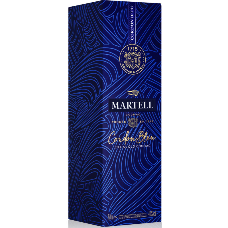 Unchanged since 1912, Martell Cordon Bleu is the first cognac to have its own name. This one-of-a-kind extra old cognac is a masterful blend of more than 100 eaux-de-vie with a majority selected from the Borderies cru of Cognac defining the liquid with richness, elegance and finesse. Exceptionally rounded and mellow, Martell Cordon Bleu offers an impressively long finish characterized by notes of fruit and spices. More specifically, Cordon Bleu features vibrant, rich, complex aromas of candied plum and apple harmonizing with roasted notes of mocha coffee, toasted almonds and vetiver. A staple for any celebration, cordon bleu has been served during landmark occasions including the maiden voyage of the queen Mary in 1936 and the first Concorde flight in 1977. Enjoy Martell cognac neat, over ice, with a dash of water, or in a cocktail. Defy Expectations and Enjoy Responsibly.