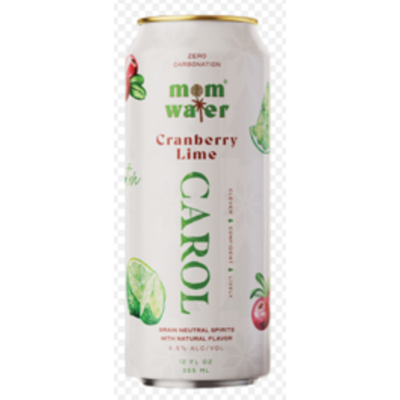 Mom Water is a family-owned brand offering fruit-infused vodka water with no carbonation, sugar, carbs, or artificial flavors. Carol is a cranberry lime flavor.
