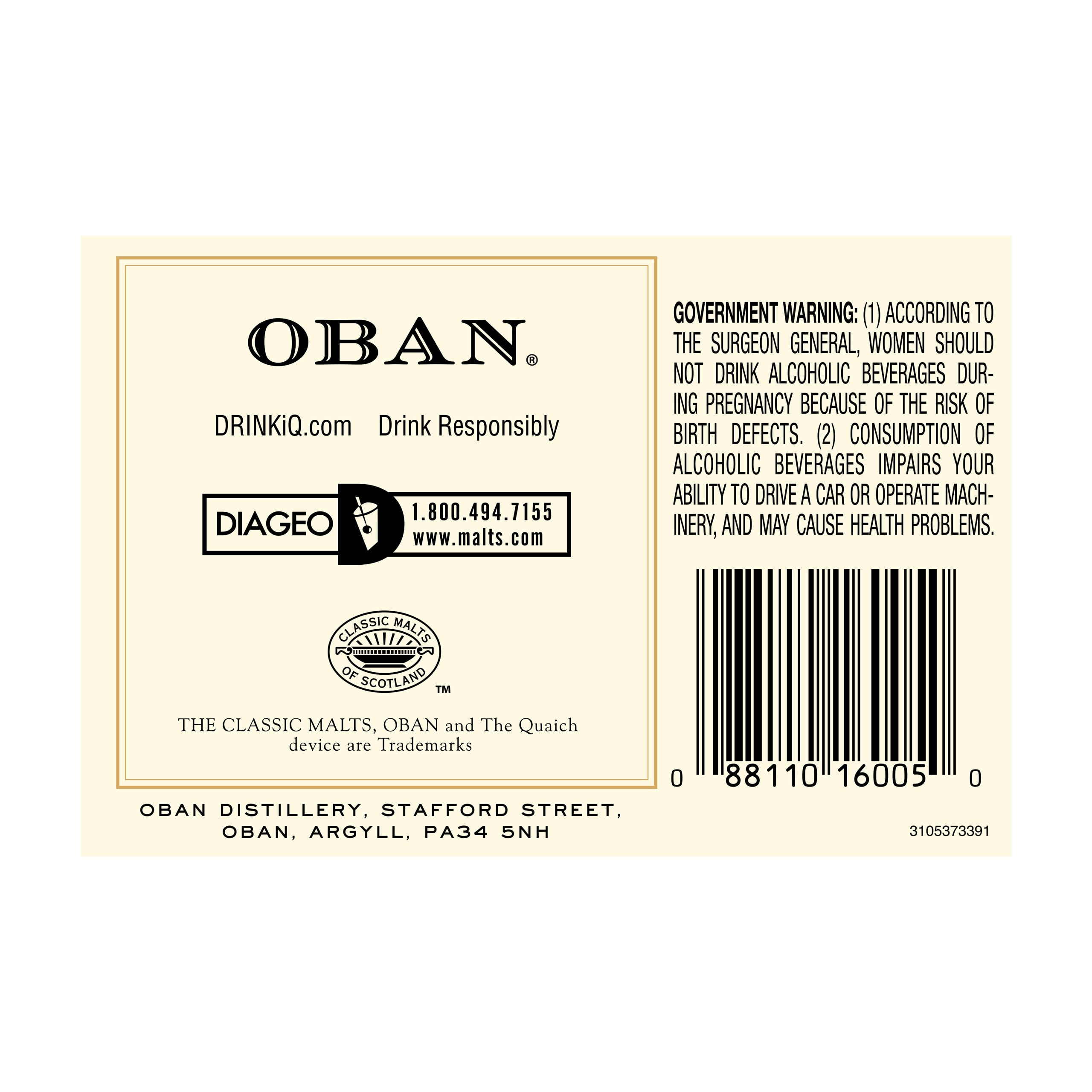 Discover the distinct flavors of the islands of Scotland with Oban 14 Year Old Single Malt Scotch Whisky. Our 86 proof whisky holds a delicate balance with notes of dried figs and honey-sweet spices followed by a long, smooth-sweet finish of oak wood and a hint of salt air. The best of the Highlands and coastal influences, and centuries of local distilling tradition are what make our award-winning whisky so exquisite. Oban 14 Year Old Single Malt Scotch Whisky earned a Double Gold medal at the 2022 San Francisco World Spirits Competition. This single malt whisky is best served neat in a tumbler, perhaps with a splash of cool spring water. Includes one 86 proof 750 mL bottle of Oban 14 Year Old Single Malt Scotch Whisky. Please drink responsibly.Â , One 750 mL bottle of Oban 14 Year Old Single Malt Scotch Whisky, Awarded a Double Gold Medal in 2022 and a Gold Medal in 2024 at the San Francisco World Spirits Competition., 86 Proof, Perfect as a gift or for any celebration, Crafted using centuries of West Highland distilling tradition, A delicate balance with notes of dried figs and honey-sweet spices with a long, smooth-sweet finish of oak wood and salt air