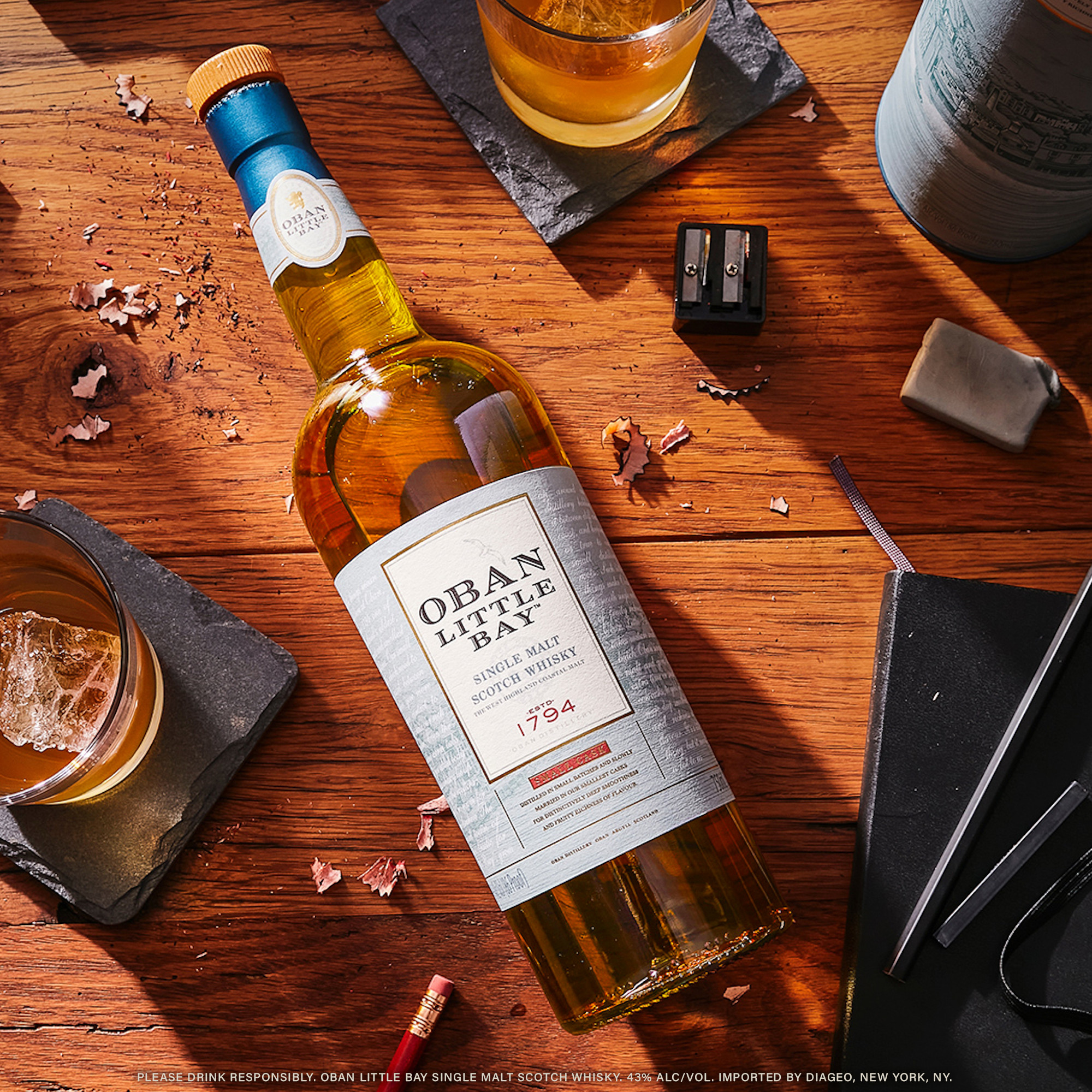 Discover the distinct flavors of the islands of Scotland with Oban Little Bay Single Malt Scotch Whisky. Our 86 proof whisky holds orange zest and clove flavors with subtle notes of crisp green apple. Its intricate balance of flavors creates a long, rich finish with smooth traces of dark chocolate. The best of the Highlands and coastal influences, and centuries of local distilling tradition are what make our award-winning whisky so exquisite. Oban Little Bay Single Malt Scotch Whisky earned a Double Gold medal at the 2021 San Francisco World Spirits Competition. Best served neat in a tumbler, perhaps with a splash of cool spring water. Includes one 86 proof 750 mL bottle of Oban Little Bay Single Malt Scotch Whisky. Please drink responsibly., Includes one 750 mL bottle of Oban Little Bay Single Malt Scotch Whisky, Awarded a Double Gold medal at the 2021 San Francisco World Spirits Competition, 86 Proof, Perfect as a gift or for any celebration, Crafted using centuries of West Highland distilling tradition, Holds orange zest and clove flavors with subtle notes of crisp green apple followed by long, rich finish with dark chocolate notes