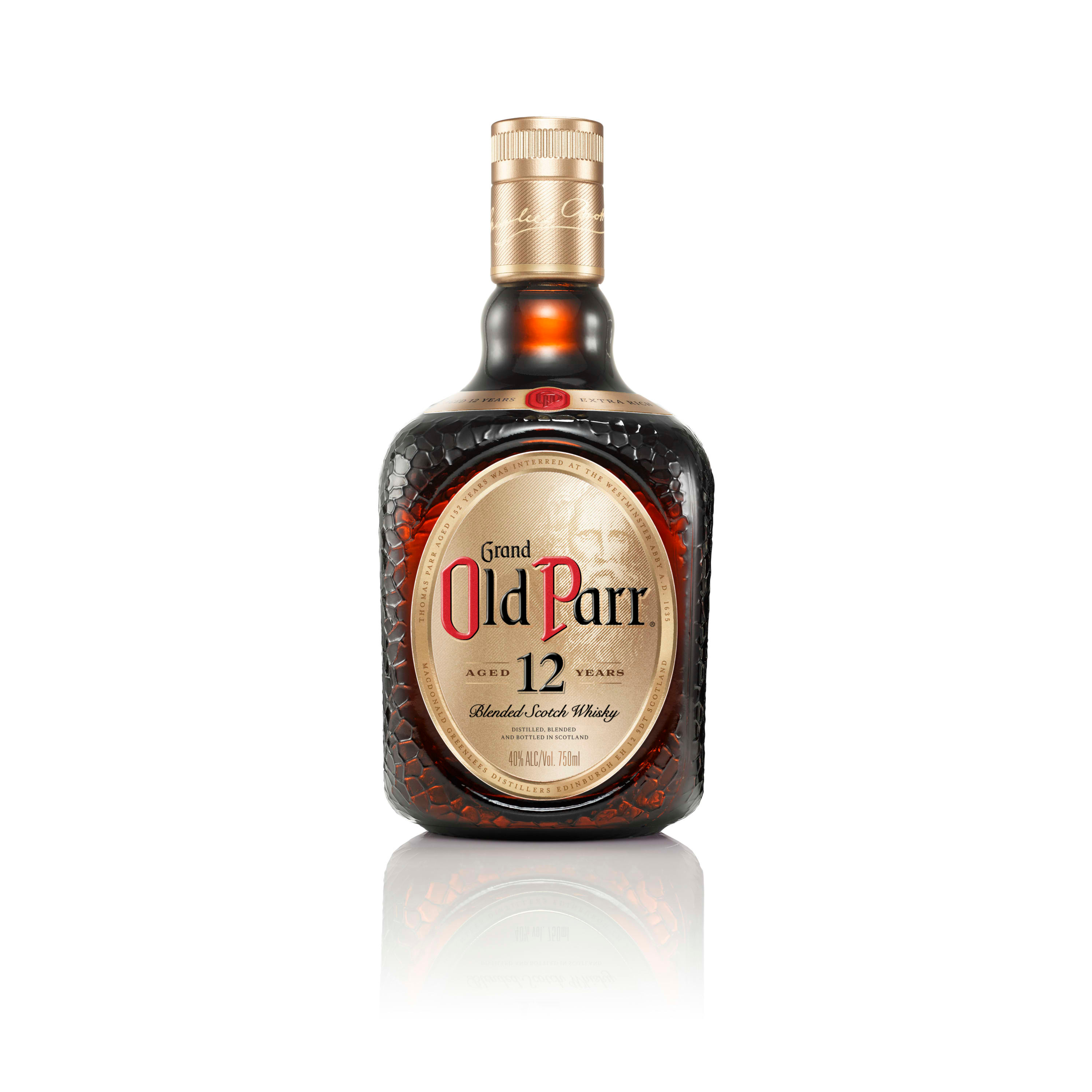 Pour a glass of true luxury with the smooth taste of Old Parr 12 Year Old Blended Scotch Whisky. Crafted in the heart of Scotland using some of the most renowned and characterful malts from Cragganmore, Old Parr 12 Year Old is a culmination of the finest flavors Scotland has to offer. Cragganmore distillery, the spiritual home and heart of Old Parr, lies on the banks of the River Spey, deep in the Highlands of Scotland. Old Parr Aged 12 Years is the brandâ€™s core variant. A rich and smooth blended Scotch whisky. Sweet, complex, warm and balanced. Old Parrâ€™s easy to drink profile makes it equally enjoyable whether you like your whisky neat or on the rocks, mixed with your favorite soft drink, or in a classic whisky cocktail. Best enjoyed in an Old Parr Picoso cocktail.  Includes one 80 proof 750 mL bottle of 12 Year Old Blended Scotch Whisky. Please drink responsibly., Includes one 750 mL bottle of Old Parr 12 Year Old Blended Scotch Whisky, Awarded a Double Gold Medal in 2022 and 2024 at the San Francisco World Spirits Competition, 80 Proof, Perfect as a whisky gift or for any one-of-a-kind celebration, Perfect on its own or in a cocktail, Best enjoyed neat or on the rocks, Smooth and full-flavored, Notes of peaches and raspberry along with toffee and melted honey