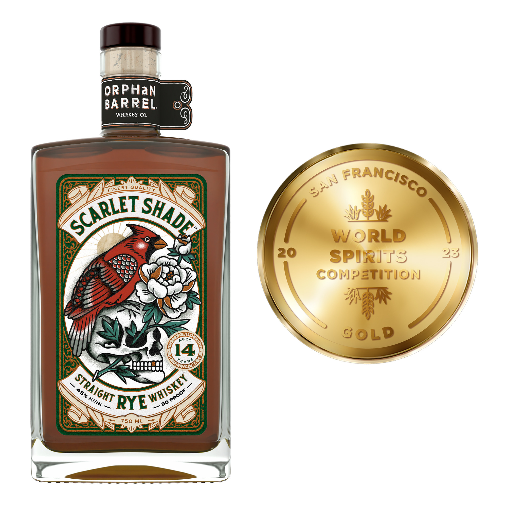 Meticulously bottled with pride, Orphan Barrel Scarlet Shade 14 Year Old Straight Rye Whiskey is a rare, unique balance of age and flavor. This luxe rye whiskey is the first of its kind to be presented at Orphan Barrel. A born traveler, this whiskey was distilled in Indiana and then ventured across state lines into Kentucky to age to perfection at the Stitzel-Weller Distillery. On the nose, a full-bodied aroma of sweet vanilla buttercream and toasted oak are rounded by notes of banana bread and berries. On the palate is baking spices and rye toast, complementing orchard fruits with a sweet orange marmalade finish along with warm, lingering dark chocolate. This extraordinary rye whiskey is best enjoyed straight, either neat or on the rocks. Includes one 90 proof 750 mL bottle of Orphan Barrel Scarlet Shade 14 Year Old Straight Rye Whiskey. Please drink responsibly., Includes one 750 mL bottle of Orphan Barrel Scarlet Shade 14 Year Old Straight Rye Whiskey, 90 Proof, Perfect as a gift or addition to your whiskey collection, A finish of sweet notes of orange marmalade and a light warmth fading into lingering dark chocolate, Distilled in Indiana then journeyed across state lines into Kentucky, aged to perfection at Stitzel-Weller Distillery, Baking spices and rye toast complements orchard fruits