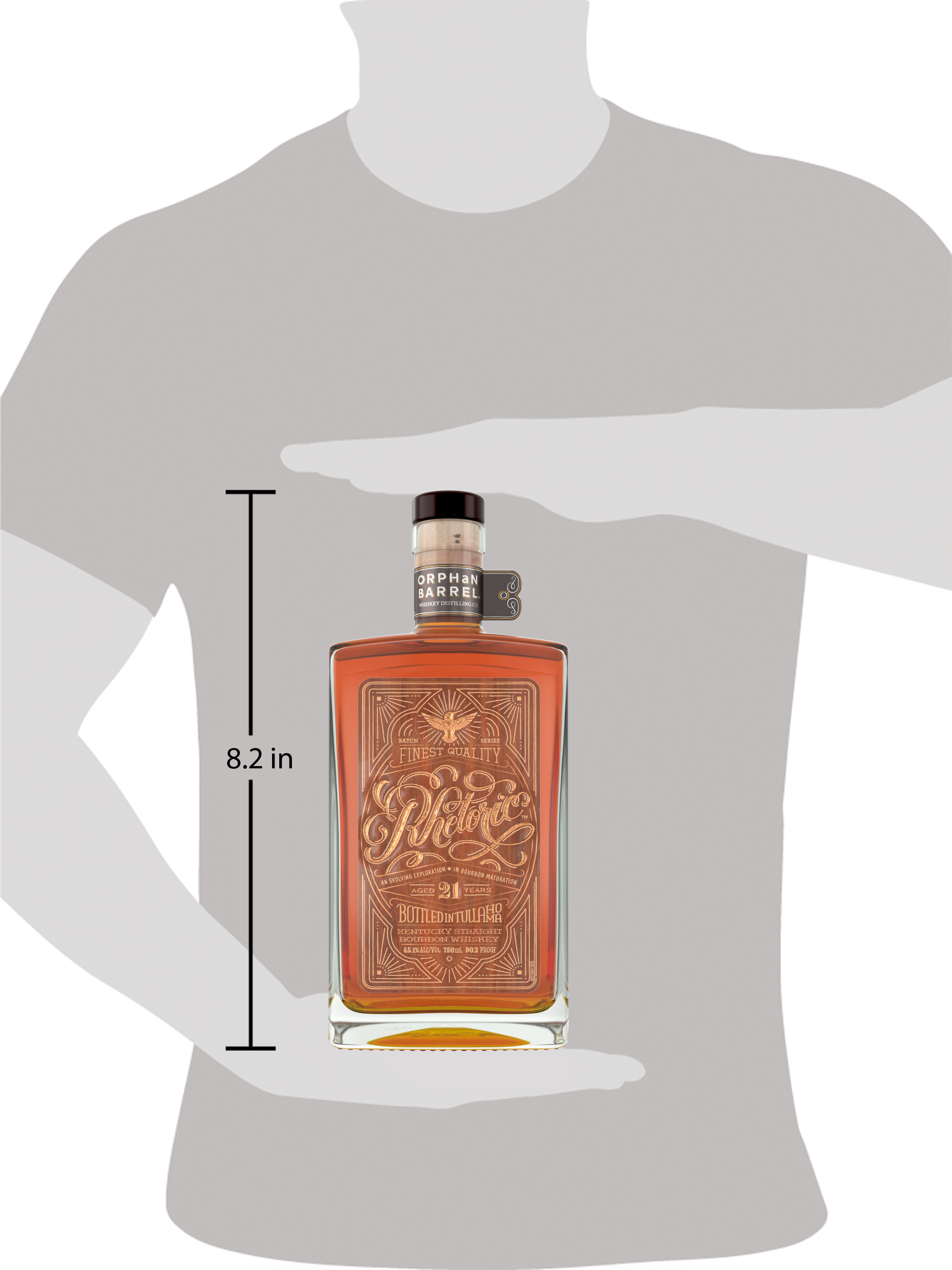 Representing the next step in an evolving exploration in bourbon maturation, the exclusive Orphan Barrel Rhetoric 21 Year Old Kentucky Straight Bourbon Whiskey is the second release in the Rhetoric series of progressively aged whiskeys. A beautiful whiskey aged for at least 21 years, each sip begins with the flavors of charred wood, black pepper spice and dark chocolate with a hint of baking spices, which gives way to a long, woody finish. This 90.2 proof bourbon whiskey is for those who dream of walking through rickhouses to pick the choicest barrels, the ones tucked away and left sleeping and aging to perfection. Lovingly bottled by hand in Tullahoma, Tennessee, it is best served straight, either neat or on the rocks. Includes one 90.2 proof 750 mL bottle of Orphan Barrel Rhetoric 21 Year Old Kentucky Straight Bourbon Whiskey. Please drink responsibly., One 750 mL bottle of Orphan Barrel Rhetoric 21 Year Old Kentucky Straight Bourbon Whiskey, Bottled by hand in Tullahoma, Tennessee, Aged for at least 21 years, Perfect addition to your whiskey collection, Features charred wood, dark chocolate and baking spice flavors with a long, woody finish