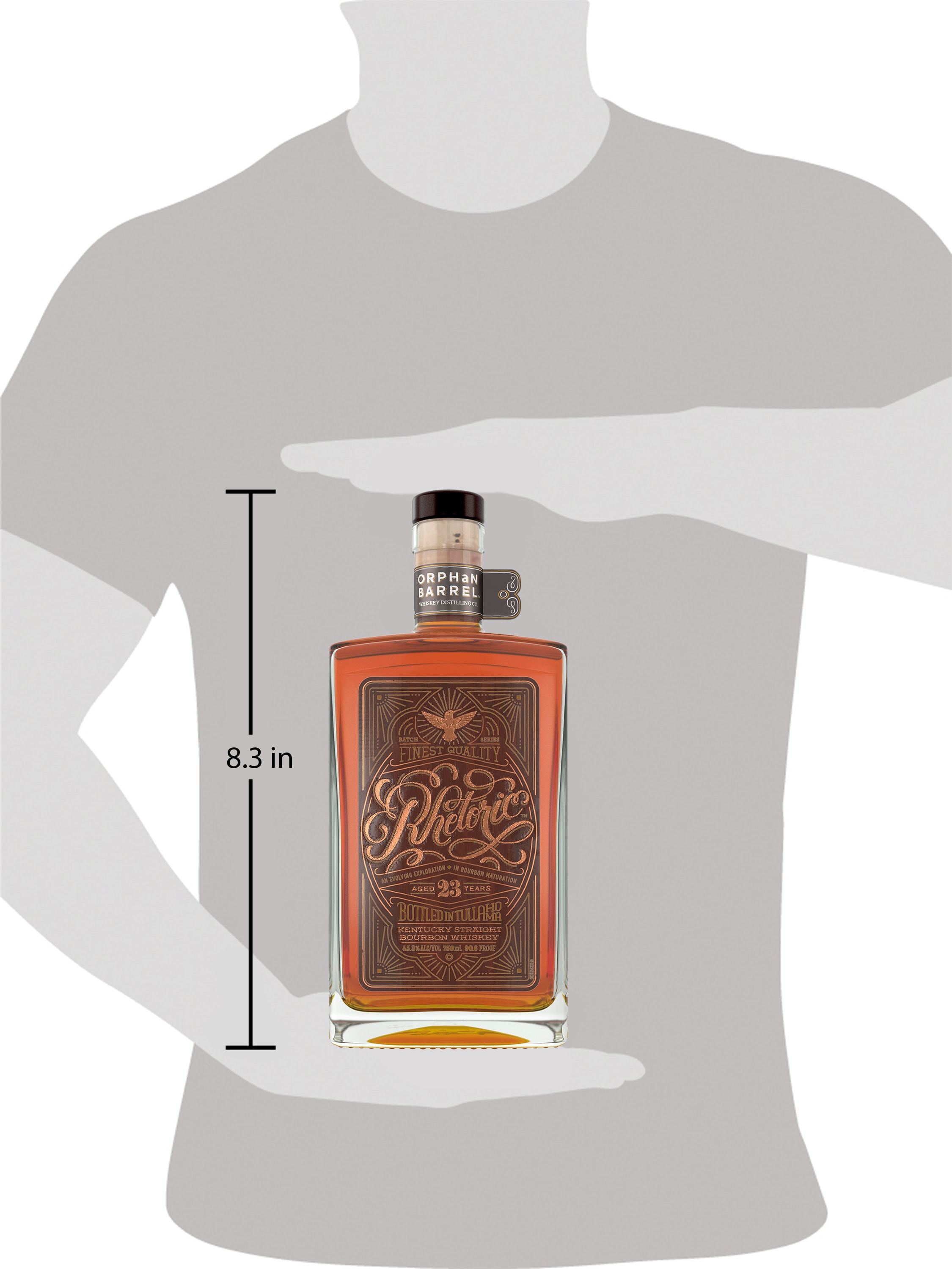 Representing the next step in an evolving exploration in bourbon maturation, the exclusive Orphan Barrel Rhetoric 23 Year Old Kentucky Straight Bourbon Whiskey is the fourth release in the Rhetoric series of progressively aged whiskeys. A beautiful whiskey aged for at least 23 years, each sip begins with an aroma of vanilla bean, brown sugar and banana. Unfolding into a rich taste of cocoa, bourbon vanilla, black cherry and red currant, our aged whiskey finishes with a touch of fruitcake, citrus and oak. This 90.6 proof bourbon whiskey is for those who dream of walking through rickhouses to pick the choicest barrels, the ones tucked away and left sleeping and aging to perfection. Lovingly bottled by hand in Tullahoma, Tennessee, it is best served straight, either neat or on the rocks. Includes one 90.6 proof 750 mL bottle of Orphan Barrel Rhetoric 23 Year Old Kentucky Straight Bourbon Whiskey. Please drink responsibly., One 750 mL bottle of Orphan Barrel Rhetoric Whiskey, Bottled by hand in Tullahoma, Tennessee, Aged for at least 23 years, Perfect addition to your whiskey collection, Features cocoa, bourbon vanilla, black cherry and red currant flavors with a fruitcake, citrus and oak finish