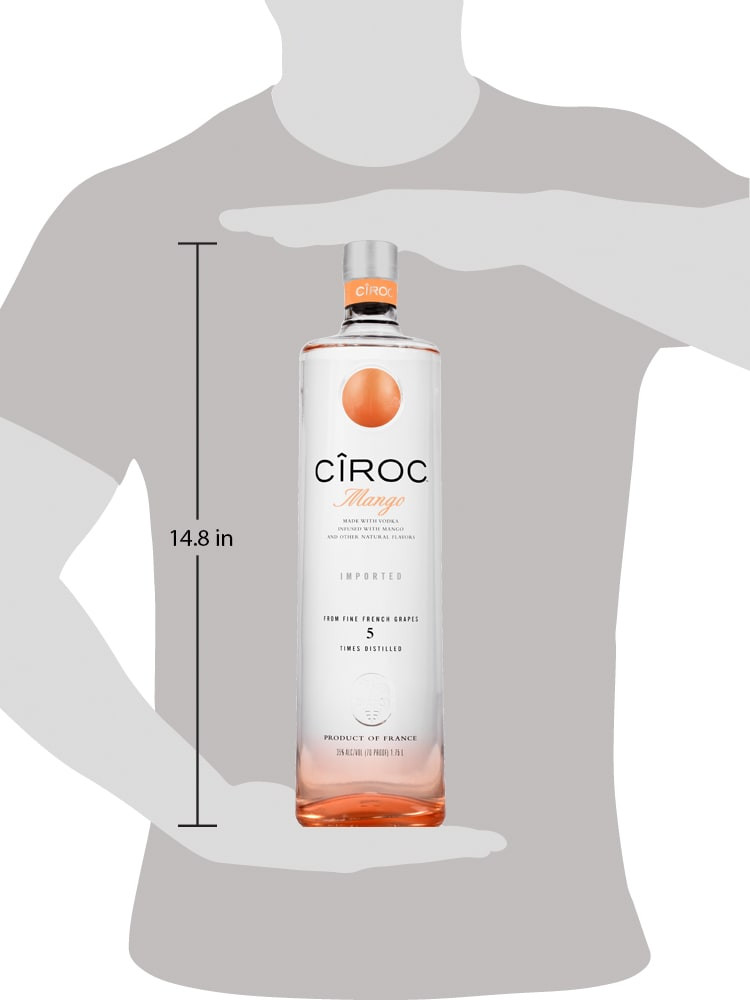 CIROC Mango is a rich tasting, award-winning spirit made with vodka distilled five times from fine French grapes, finished in a tailor-made copper pot still in Southern France. This spirit is masterfully infused with a distinctive blend of mango and other natural flavors, resulting in a taste experience that is lusciously different and elegantly smooth. Perfect for a Mango Cooler cocktail. CIROC was named One of the Worldâ€™s Best-Selling Vodkas at the 2020 Drinks International awards. Includes one 70 proof 1.75 L bottle of CIROC Mango. Please drink responsibly., One 1.75 L bottle of CIROC Mango, Perfect as a gift or for any celebration, Gluten-free, Masterfully infused with mango and other natural flavors, Made with vodka distilled five times from fine French grapes, Finished in a tailor-made copper pot still in Southern France