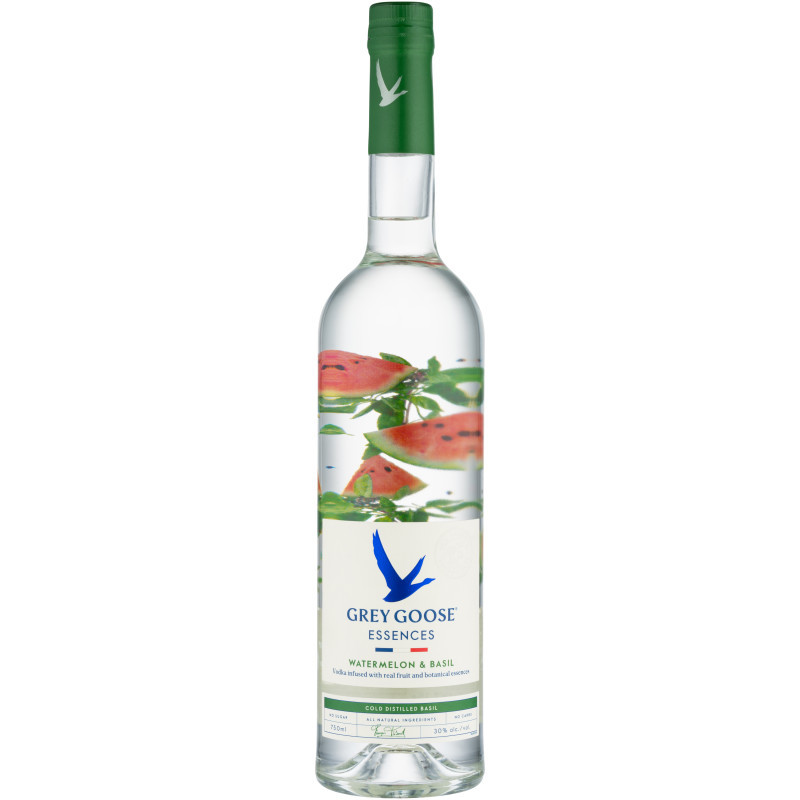 GREY GOOSE ESSENCES is a fresh, new addition to the GREY GOOSE® family. Imagined in France, the gastronomy capital of the world, it captures the best flavors from the very best fruit and botanical ingredients. Rich, juicy rosé melon notes are combined with a pleasing garden-picked peppery basil to create Watermelon and Basil.
