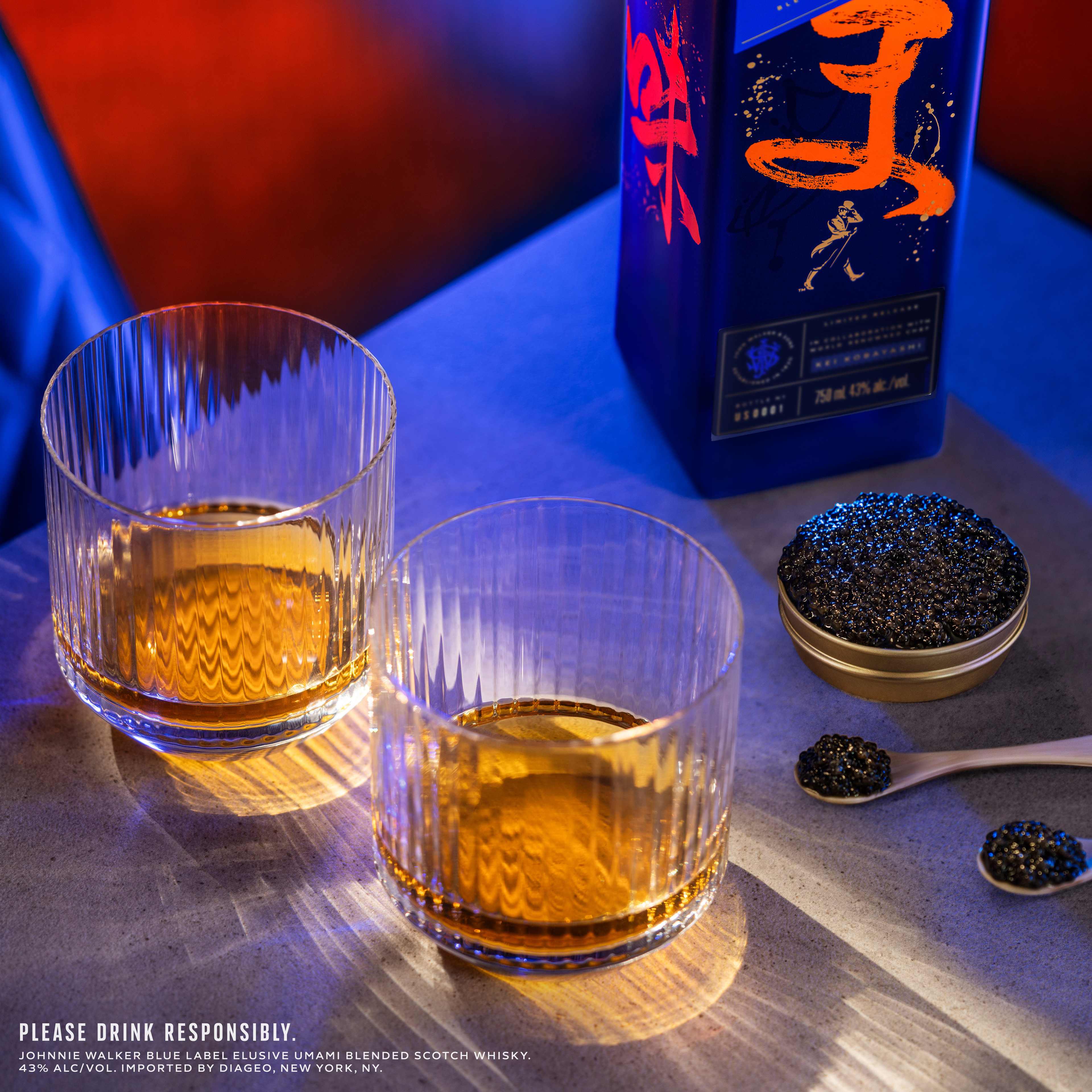Discover Johnnie Walker Blue Label Elusive Umami - a limited-edition Blended Scotch Whisky that embraces the world of taste in a pioneering expression from Blue Label. 
Inspired by Umami, one of the worldâ€™s most hard-to-define and alluring profiles, Master Blender Emma Walker and world-renowned Chef Kei Kobayashi have joined forces and years of expertise to create this exquisite Blended Scotch Whisky. 
Selected casks from inland and coastal distilleries are hand-picked at the height of their maturation for their unique umami profile - only one in 25,000 casks succeeds in bringing this elusive character to life. 
Experience a beautifully balanced Scotch of sweet and savory flavors, with notes of blood oranges and red berries, a touch of smoked meat, and warming salt and pepper with a long, sweet fruit finish. 
Best served ice cold with caviar to unlock the full depth of this unique sensory experience. 
Includes one 86 proof 750 mL bottle of Johnnie Walker Blue Label Elusive Umami. Please drink responsibly., One 750 mL bottle of Johnnie Walker Blue Label Elusive Umami Blended Scotch Whisky, Awarded Double Gold at the prestigious San Francisco World Spirits Competition in 2023, 86 proof, Perfect as a memorable gift or for celebrating anniversaries, birthdays, graduations or any special occasion, Blended from hand-picked, selected casks from inland and coastal distilleries at the height of their maturation for their unique umami profile  - only one in 25,000 casks succeeds in bringing this elusive character to life, Best served ice cold with caviar to unlock the full depth of the unique sensory experience, A pioneering limited-edition Blended Scotch Whisky crafted by Master Blender Emma Walker and world-renowned Chef Kei Kobayashi, A beautifully balanced Scotch of sweet and savory flavors, with notes of blood oranges and red berries, a touch of smoked meat, warming salt and pepper with a long, sweet fruit finish