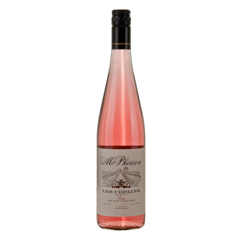 our complex dry rose is a true rose-direct to press after it arrived to the winery with just a couple hours on the skins. Delicate berry and plummy herbal nuances abound in this vibrant rose. The crisp acidity makes it a rose with mass appeal that begs for a light dinner al fresco a big juicy burger or mediterranean fare-the pairing possibilities are unparalleled. Mcpherson les copains rose. Fun was never so pink!