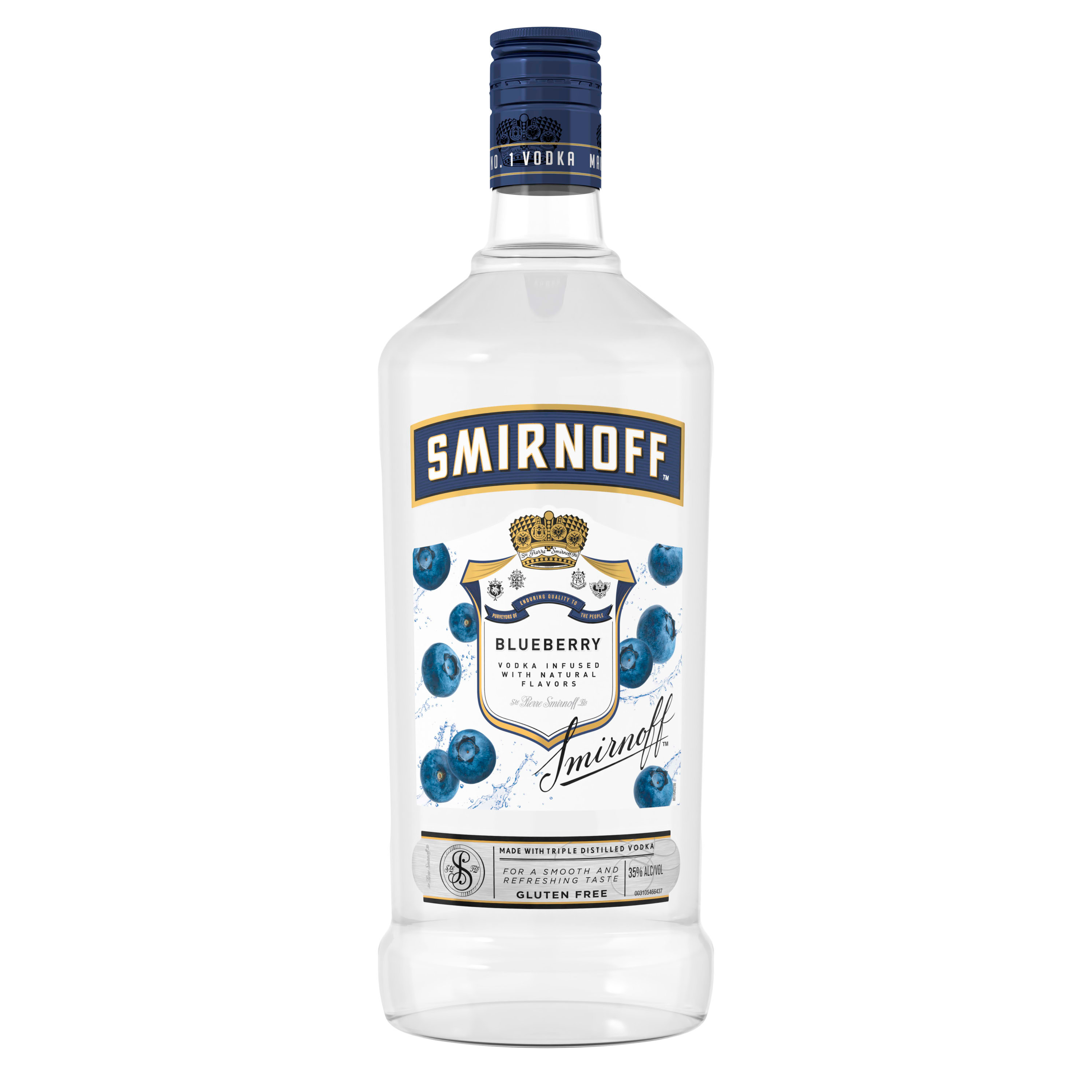 Infused with a natural blueberry flavor for a smooth and delicious taste, Smirnoff Blueberry is perfect for your next cocktail party. This 70 proof spirit is smooth enough to sip on the rocks or in a cocktail recipe with a fruity twist. Simply mix with club soda, lemonade, or cranberry juice for a refreshing-tasting drink to serve up at your next party. Smirnoff Blueberry is gluten-free and an essential ingredient in the delicious Blueberry Martini. Smirnoff Blueberryâ€™s tasty fruit-infused flavor allows for endless unique mixed drink ideas. Includes one 70 proof 1.75 L bottle of Smirnoff Blueberry. Please enjoy responsibly., One 1.75 L bottle of Smirnoff Blueberry, 70 Proof, Certified Kosher and gluten free, From the Makers of the World's No. 1 Vodka, Perfect for drinking on its own or with mixed beverages