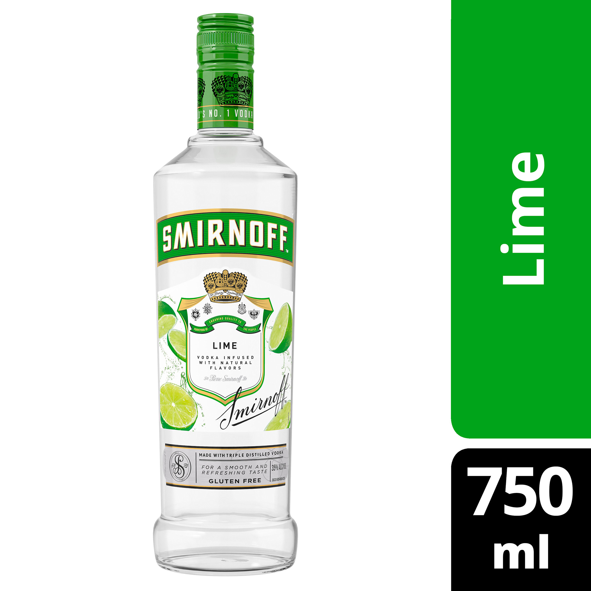 Infused with a natural lime flavor for a refreshing citrus taste, Smirnoff Lime is perfect for your next cocktail party. It features a tart citrus flavor, which adds a great balance to your mixed drinks. Gluten-free, this 60 proof spirit is smooth enough to drink by itself on the rocks or for a round of shots. Simply mix with club soda, cranberry juice, or orange juice for a sweet and tangy drink that's easy to create and is sure to delight. Smirnoff Limeâ€™s tasty fruit-infused flavors allow for endless unique drink ideas. Includes one 60 proof 750 mL bottle of Smirnoff Lime. Please enjoy responsibly., One 750 mL bottle of Smirnoff Lime, 60 Proof, Certified Kosher and gluten free, From the Makers of the World's No. 1 Vodka, Perfect for drinking on its own or with mixed beverages