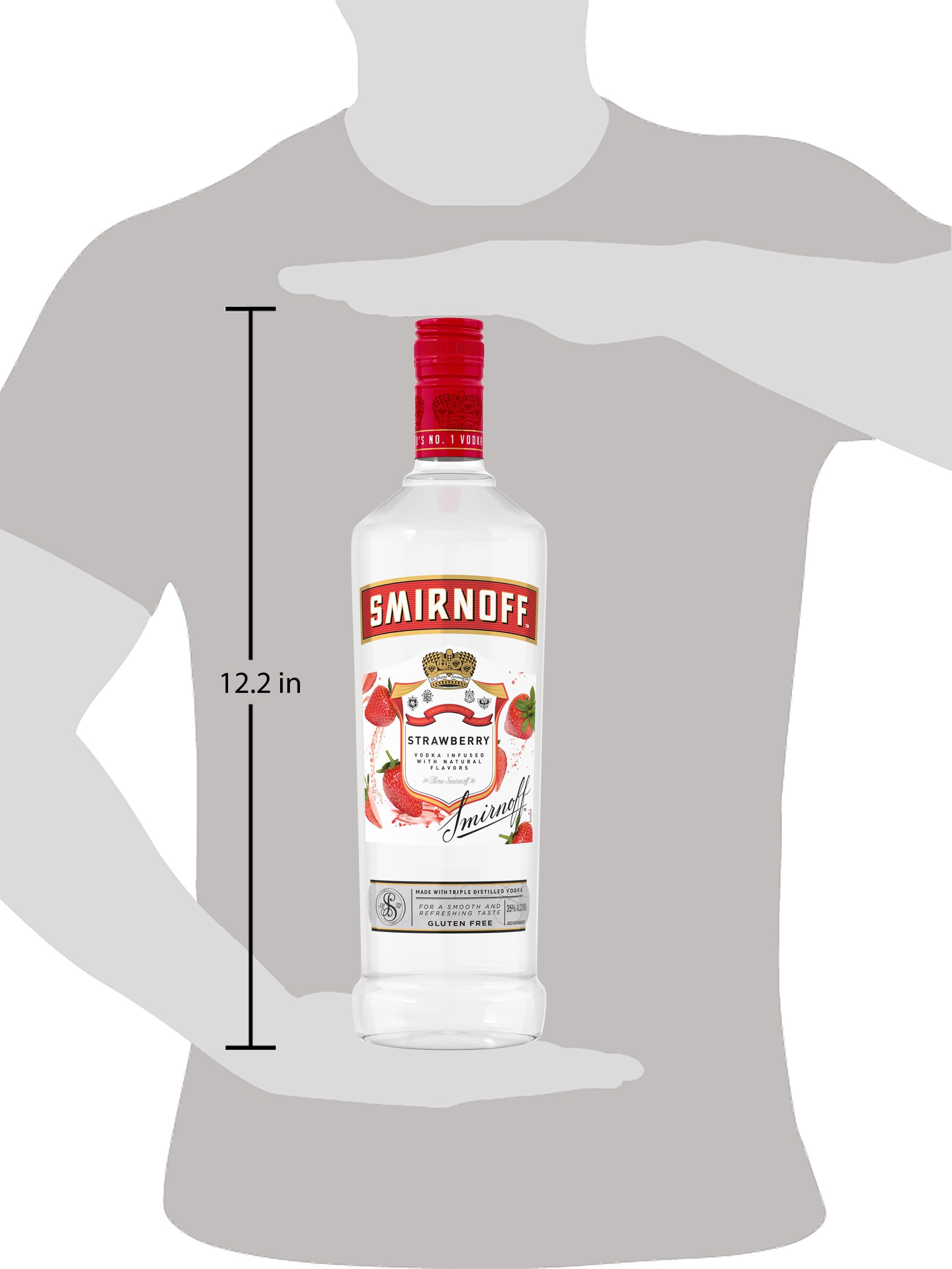 Infused with natural strawberry for a juicy berry finish, Smirnoff Strawberry is perfect for your next cocktail party. This 60 proof spirit is smooth enough to drink on the rocks or in a round of shots. Simply mix this gluten-free spirit with soda, lemonade, or cranberry juice for a delicately sweet, refreshing-tasting mixed drink that's quick and easy to make. Smirnoff Strawberryâ€™s tasty fruit-infused flavors allow for endless unique drink ideas. Includes one 60 proof 1 L bottle of Smirnoff Strawberry. Please enjoy responsibly., One 1 L bottle of Smirnoff Strawberry, 60 Proof, Certified Kosher and gluten free, From the Makers of the World's No. 1 Vodka, Perfect for drinking by itself or mixed into a strawberry lemonade drink