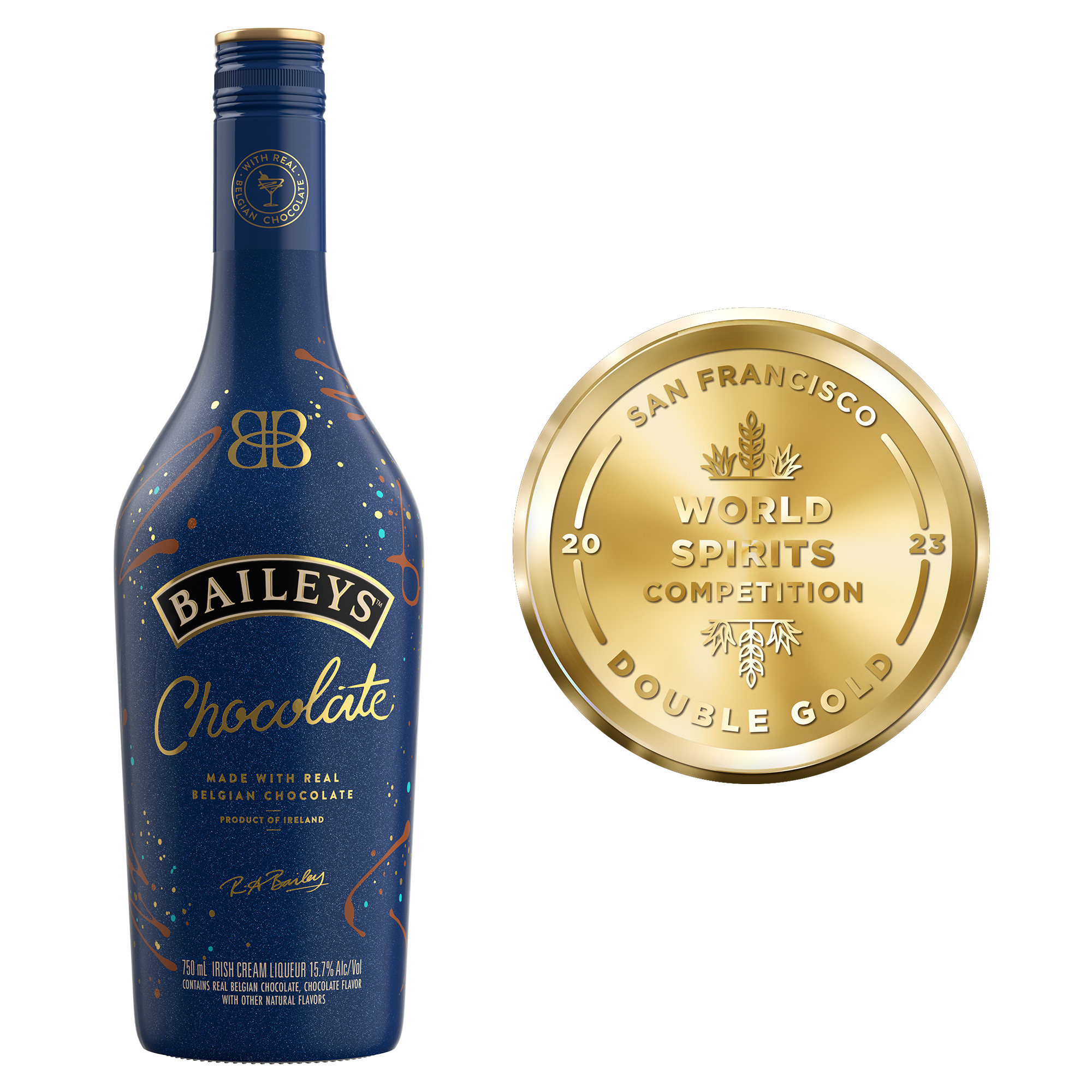 Introducing NEW Baileys Chocolate Liqueur: A delightfully decadent chocolate experience that was awarded Double Gold at the San Francisco World Spirits Competition in 2023. It brings together two beloved treats, Baileys and chocolate for the ultimate grown-up treat. Made with real Belgian chocolate blended into delicious Cream from Ireland, Baileys Chocolate Liqueur delivers a velvety-smooth and delicious treat guaranteed to make any moment extra special.   

Shake, pour, and enjoy in a chocolate martini, neat, or over a decadent dessert for a deliciously indulgent treat. 

Includes one 31.4 proof 750 mL bottle of Baileys Chocolate Liqueur. Please drink responsibly.

Contains real Belgian chocolate, chocolate flavor with other natural flavors., One 750 mL bottle of Baileys Chocolate Irish Cream Liqueur, Awarded Double Gold at the San Francisco World Spirits Competition in 2023., 31.4 proof, The new year-round Baileys treat for chocolate lovers., Shake, pour, and enjoy in a chocolate martini, neat, or over a decadent dessert for a deliciously indulgent treat., Deliciously indulgent. Made with real Belgian chocolate blended into delicious cream from Ireland.

Contains real Belgian chocolate, chocolate flavor with other natural flavors., Velvety-smooth chocolate and creamy cocoa.