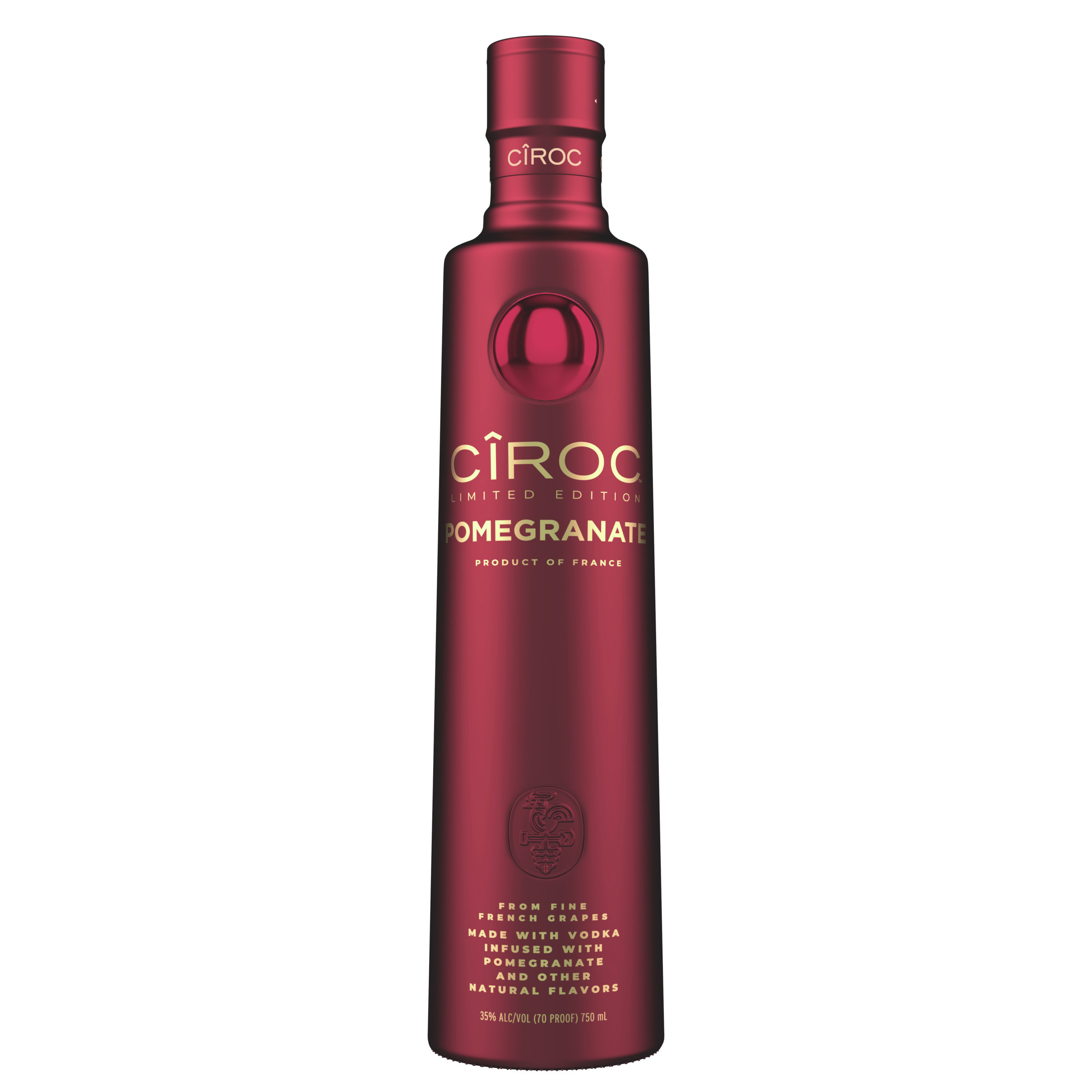 Make this holiday season luxurious and decadent with the sweet and fruity flavor of CIROC Limited Edition Pomegranate. Our rich tasting, award-winning spirit is made with vodka distilled five times from fine French grapes and finished in a tailor-made copper pot still in Southern France. This vodka is masterfully infused with a distinctive blend of pomegranate and other natural flavors, making way for a silky-smooth drinking experience. With notes of juicy red berries and hints of fresh strawberry mingling with bursts of sweet and fruity pomegranate, our luxurious blend is an opulent addition to any holiday party. Simply mix with cranberry juice and garnish with a lime wedge for a signature Pomegranate Passion cocktail. CIROC Ultra-Premium Vodka was named One of the Worldâ€™s Best-Selling Vodkas at the 2020 Drinks International awards. Includes one 70 proof, 750 mL bottle of CIROC Limited Edition Pomegranate. Please drink responsibly., One 750 mL bottle of CIROC Limited Edition Pomegranate, Perfect as a gift or for any celebration, Finished in a tailor-made copper pot still in Southern France, Luxurious holiday gift for friends, hosts or yourself, Masterfully infused with the taste of pomegranate and other natural flavors, Made with vodka distilled five times from fine French grapes