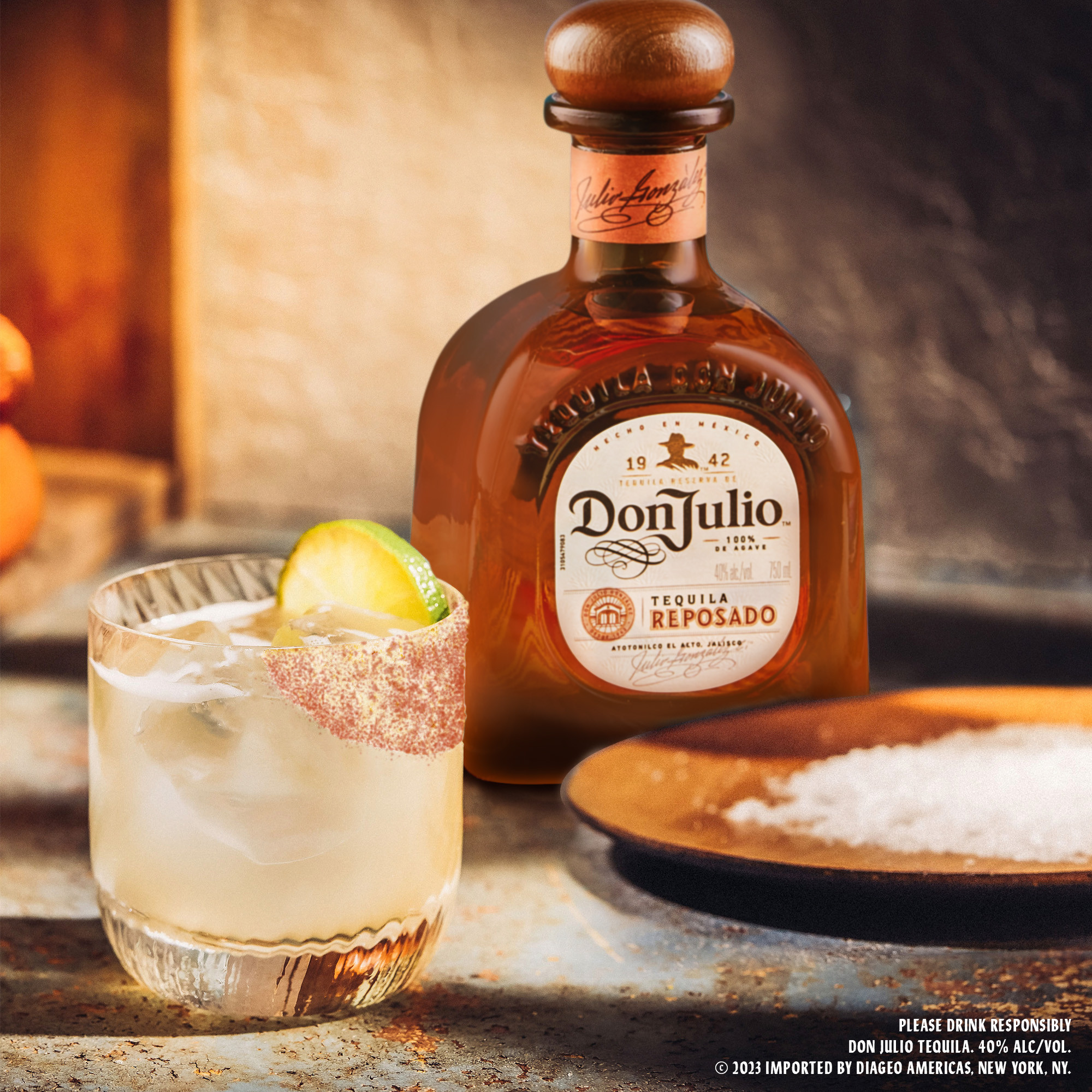 Don Julio Reposado Tequila is the very essence of the perfect barrel-aged tequila. This Tequila gift set is the perfect gift for any holiday or occasion. With flavors of ripe stone fruit, vanilla and cinnamon, every sip leads into a silky, warm finish. Aged for at least 8 months in American white-oak barrels, our amber-colored tequila is made with 100% Blue Weber Agave and is perfect for any celebration. Includes one 80 proof 750 mL bottle of  Don Julio Reposado Tequila Gift Set with 2 Rocks Glasses. Please drink responsibly., Includes one 750 mL bottle of Don Julio Reposado Tequila Gift Set with 2 Rocks Glasses, 80 Proof, Includes two Don Julio rocks glasses, Perfect for tequila gifts or for celebrating any special occasion, Best served neat or on the rocks, Incredibly soft and elegant tasting notes of dark chocolate, vanilla and light cinnamon