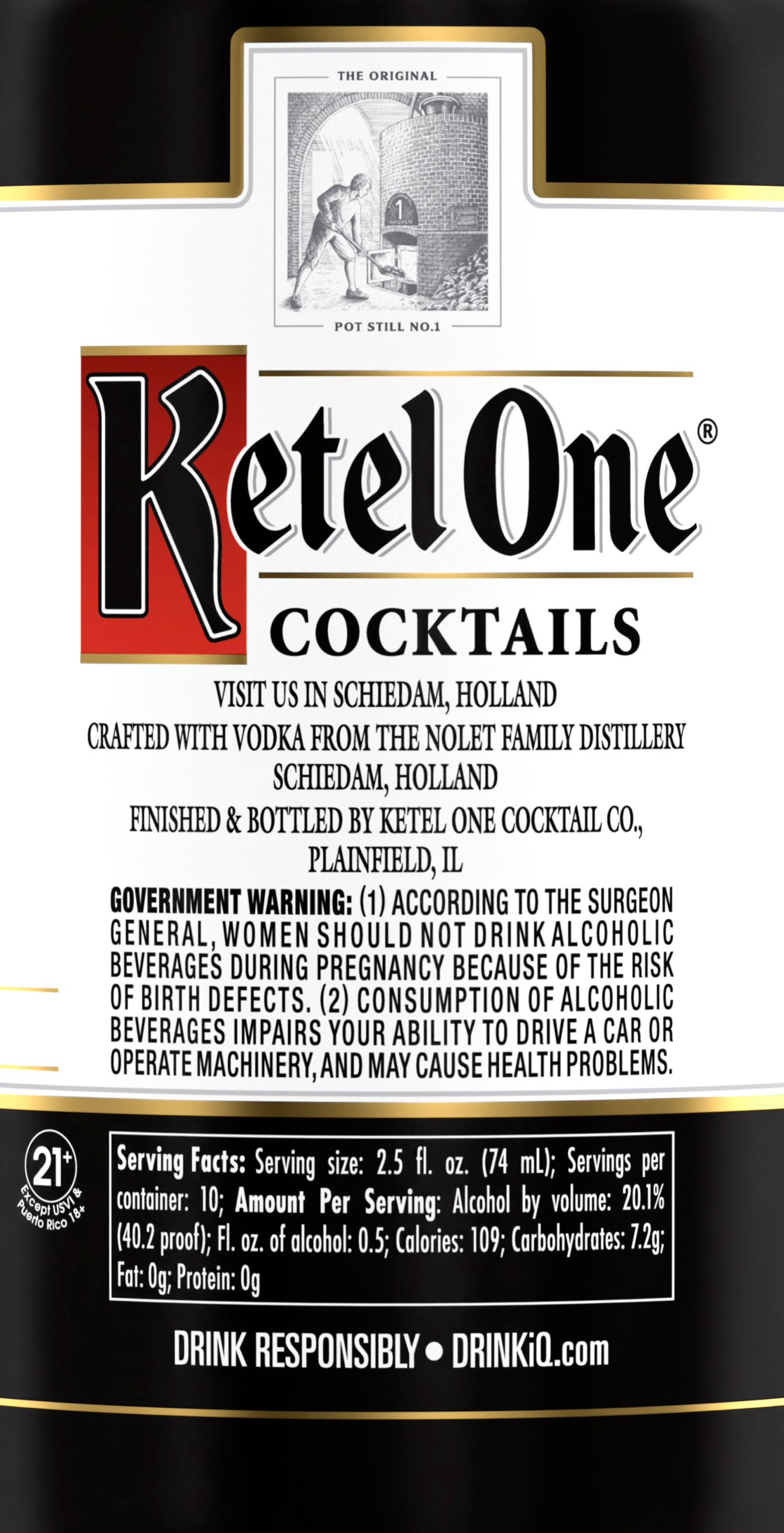 Indulge in the convenient luxury that Ketel One Espresso Martini Cocktail (Made with Ketel One Vodka) has to offer. Experience the taste inspired by traditional distilling expertise with Ketel One Family Made Vodka. Our vodka is carefully crafted using non-GMO European wheat for smoothness and neutrality. Distilled in copper pot stills, filtered over loose charcoal and stored in lined tanks, our vodka offers a crisp, unique flavor and strong finish. The Ketel One Espresso Martini Cocktail has an aroma of roasted espresso, dark chocolate, and fruit. On the palate is a sophisticated martini layered with espresso, dark chocolate, and orange with a smooth, lingering, chocolate finish. Simply serve straight from the bottle or add to a glass with ice for a convenient, ready-to-serve cocktail. Includes one 20.1% alc./vol. 750 mL bottle of Ketel One Espresso Martini Cocktail (Made with Ketel One Vodka). Please drink responsibly., Includes one 750 mL bottle of Ketel One Espresso Martini Cocktail (Made with Ketel One Vodka), 20.1% alc./vol., Perfect as a gift or for larger group occasions or gatherings, The perfect ready-to-serve cocktail, masterfully crafted with care using quality ingredients and flavors, Bartender-crafted cocktails for a high-quality, elevated experience, Notes of rich espresso, dark chocolate, and orange