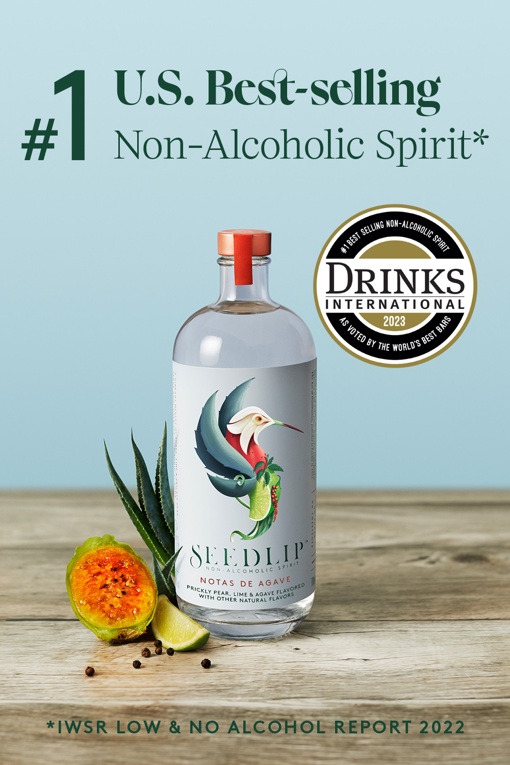 Seedlip Notas de Agave Non alcoholic Spirit, 700ml (23.7 floz.) Bottle.
0% Alcohol.
1 x Bottle = 14 Drinks.
High quality natural ingredients: Prickly Pear, Lime & Agave flavors with notes of Vanilla, Damiana flower & Peppercorn 
Perfect for any occasion when you are looking to moderate alcohol or for when you just want to drink something exceptional.
Pour 2oz of Notas de Agave over ice and and mix with your favorite premium club soda.
Garnish with style.
Seedlip can also be used in a range of alcohol free cocktails such as Margaritas and Palomas. 
All Seedlip Non-alcoholic Spirits can be consumed during pregnancy.
Made in the United Kingdom., DEBUTED IN 2015 IN THE UNITED KINGDOM, SEEDLIP IS THE ORIGINAL PREMIUM NON-ALCOHOLIC SPIRIT:  Seedlip has created Non alcoholic Spirits with incredible and distinct flavors. If you're moderating or looking for a sophisticated alternative to alcohol -- to enjoy yourself or serve to guests -- Seedlip is for you., SERVE OVER ICE WITH A PREMIUM MIXER: Pour 2oz of Seedlip over ice with your favorite Premium Mixer & garnish with style. For Seedlip Notas de Agave, our mixer of choice is club soda., TASTING NOTES: Seedlip Notas de Agave uses six natural botanicals to create its unique flavor. Blending Prickly Pear, Lime & Agave flavors with notes of Vanilla, Damiana flower & touch of Peppercorn., ALL THE FLAVOR, NONE OF THE ALCOHOL: Distilled from natural ingredients, Seedlip Notas de Agave is not tequila, gin, vodka, rum, or whiskey alternative. It is a non-alcoholic spirit with incredible versatility - use Notas de Agave to create Seedlip's take on Margaritas, Palomas or something as simple as a non-alcoholic Ranch Water., ZERO CALORIES - Seedlip has No calories, No Sugar and is allergy friendly., PERFECT FOR GIFTING: 
Seedlip brings sophistication and experience to the moments that matter. It is the perfect gift for new parents, birthdays, anniversaries or weddings. Seedlip is the ideal gift for all moments of celebration.
