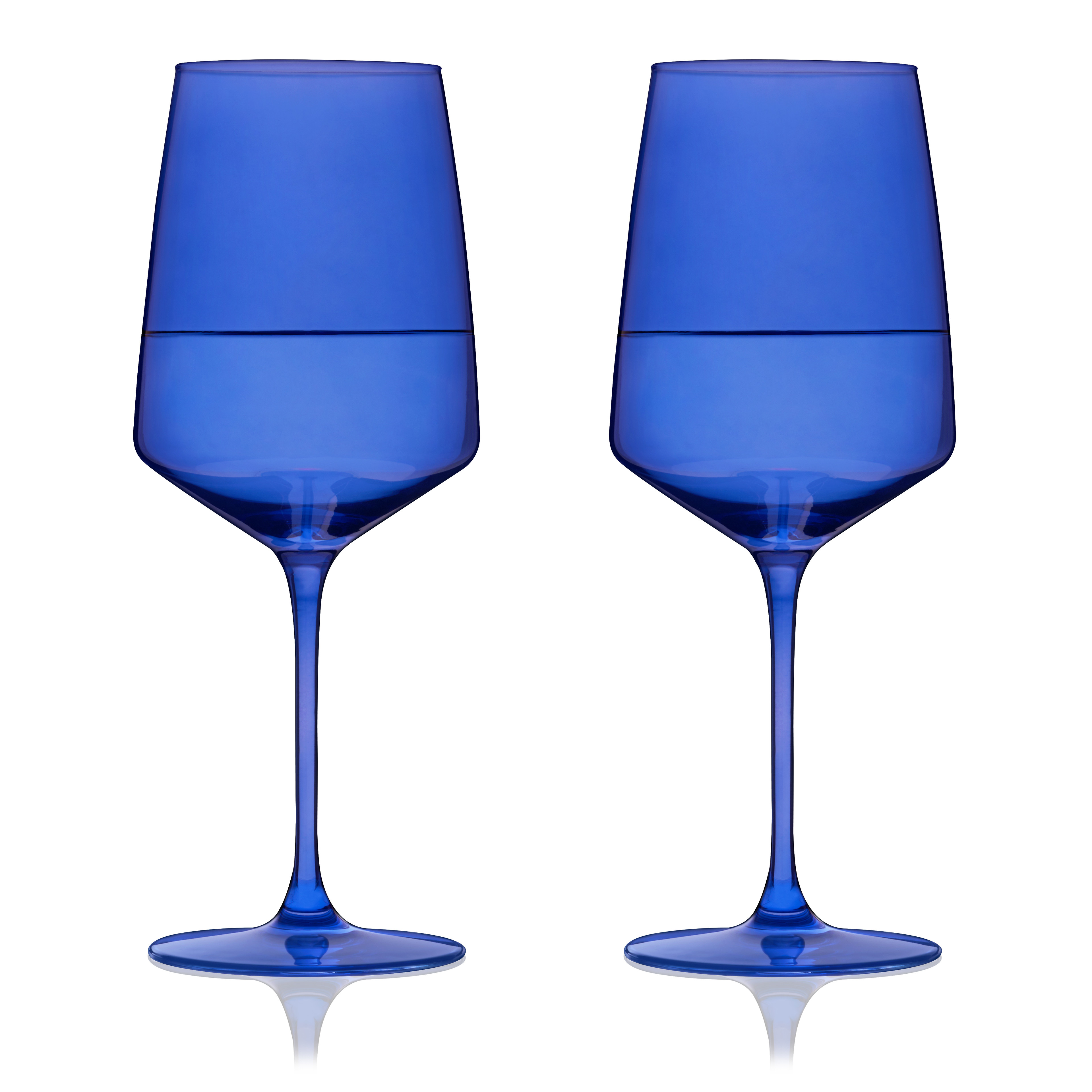 Reserve Nouveau Crystal Wine Glasses in Cobalt Set of 2 by Viski®
