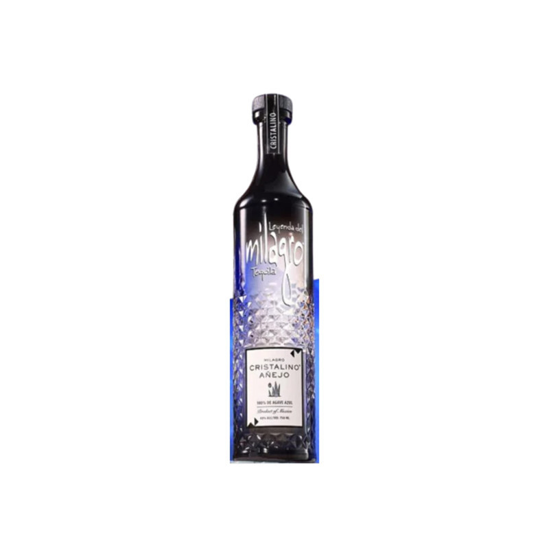 Milagro Cristalino Añejo is a 100% blue agave tequila aged in both American and French oak barrels for 18- 24 months, artfully blended and filtered through charcoal to obtain a crystal-clear liquid with pronounced depth. The result is an ultra-smooth tequila that delivers a balanced blend of caramel & vanilla sweetness, while still retaining Milagro’s signature bright agave taste.