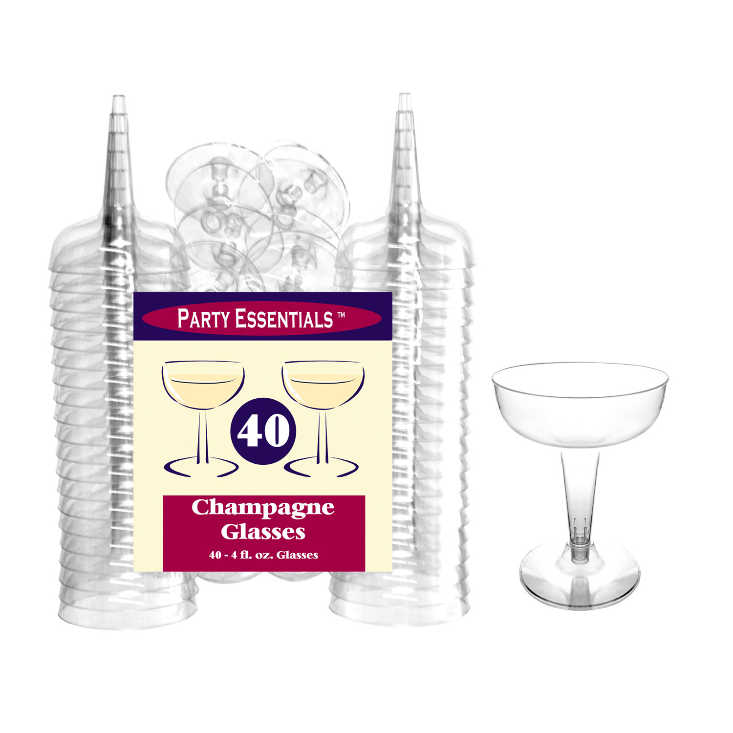 Party Essentials Champagne Glasses 2 pc, 4 oz (Set of 40)