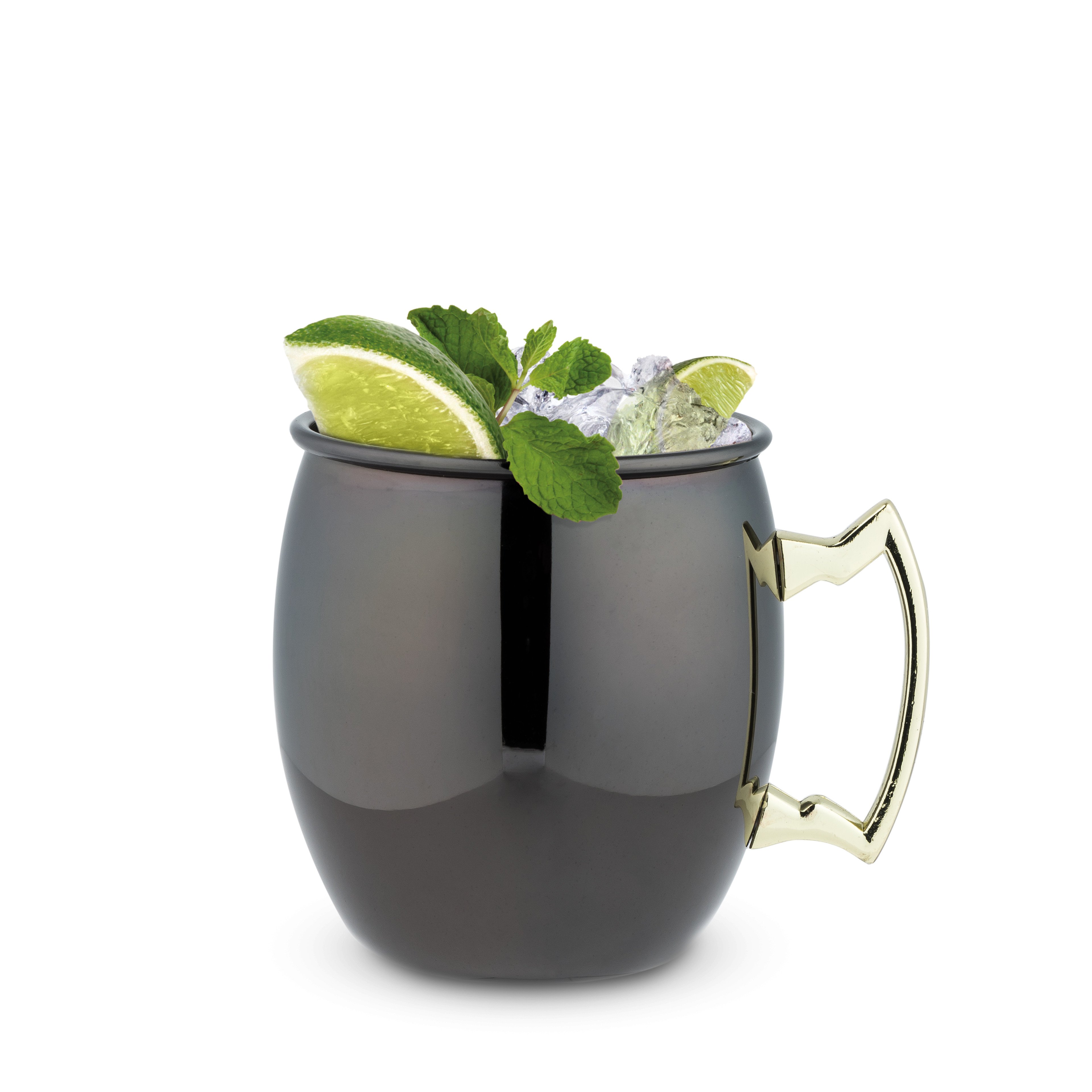 Black Moscow Mule Mug with Gold Handle (Set of 2)