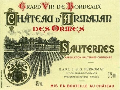 CH D'ARMAJAN DES ORMES SAUTERNES 375ML