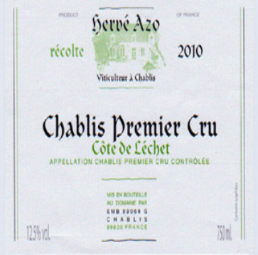 HERVE AZO CHABLIS COTE DE LECHET 750ML
