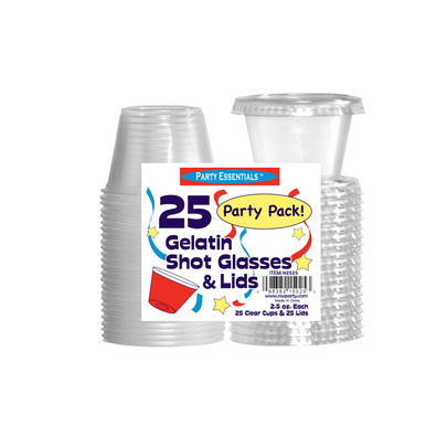 JELLO SHOT CUPS 25CT W/LIDS CASES ONLY 6/PK