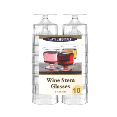 WINE STEM GLASS PLASTIC 10PK 5OZ