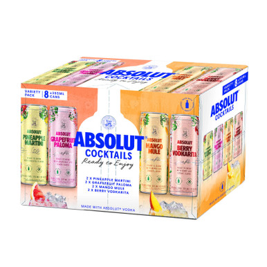 ABSOLUT RTD VARIETY PACK CN 8PK CASES ONLY 3/PK