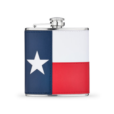 FLASK TEXAS FLAG LEATHER 6OZ