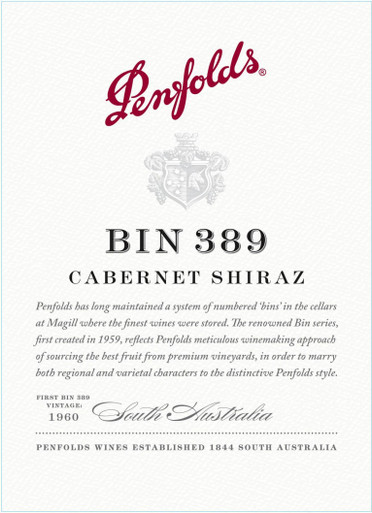 PENFOLDS CABERNET/SHIRAZ BIN 389 17 750ML